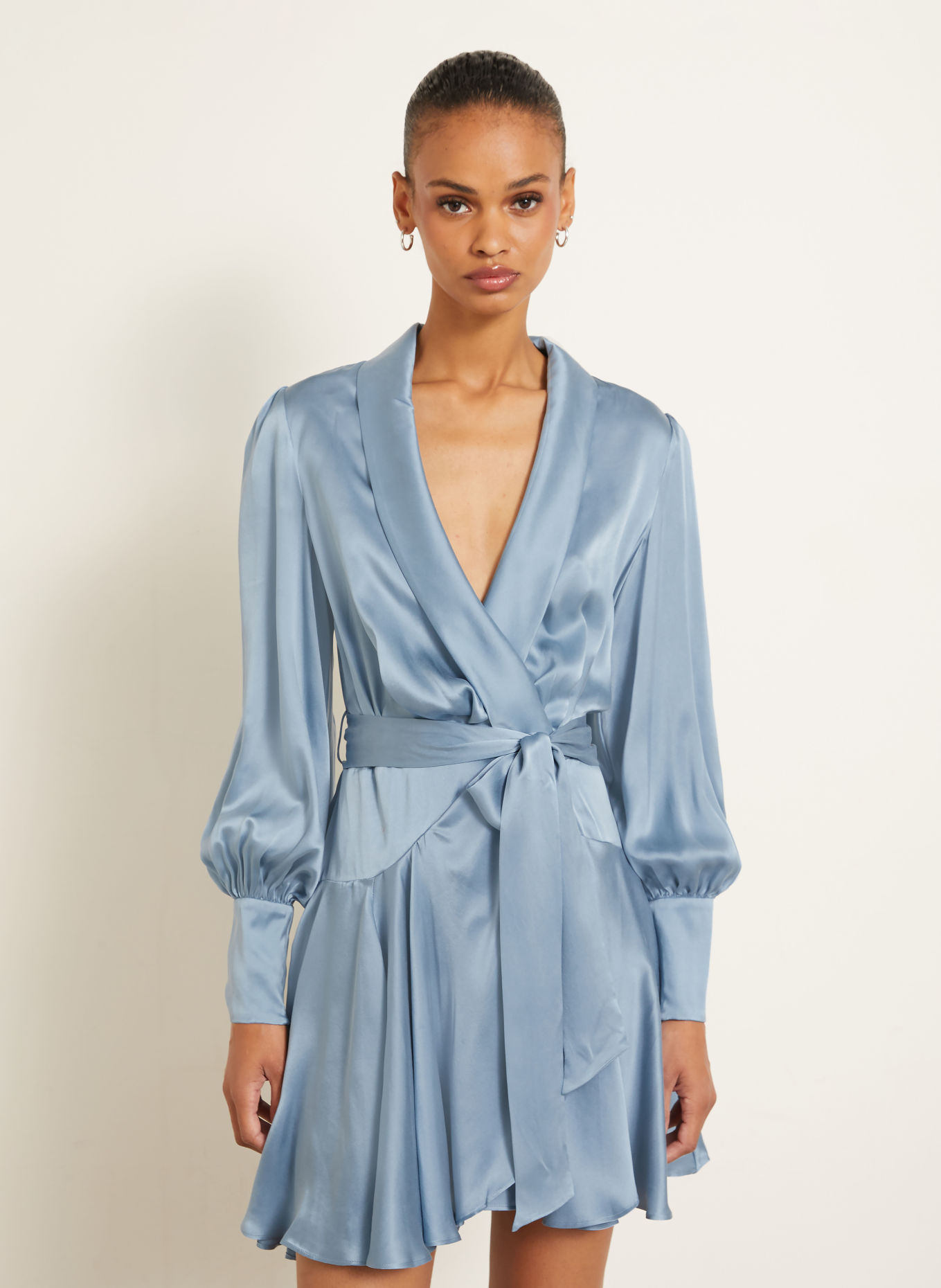 ZIMMERMANN Wickelkleid aus Seide: HELLBLAU
