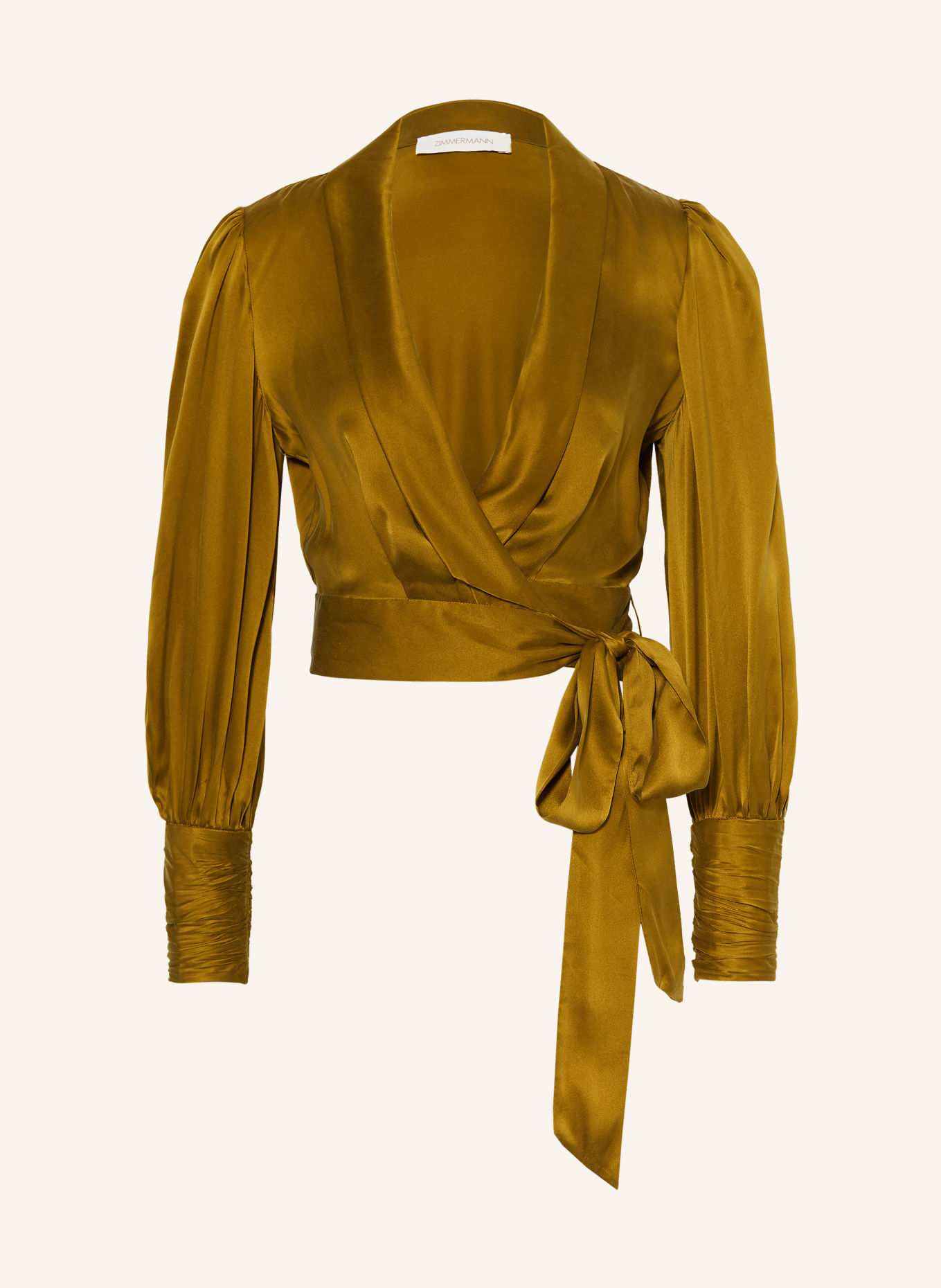 ZIMMERMANN Blouse cache-cœur courte en soie: OLIVE
