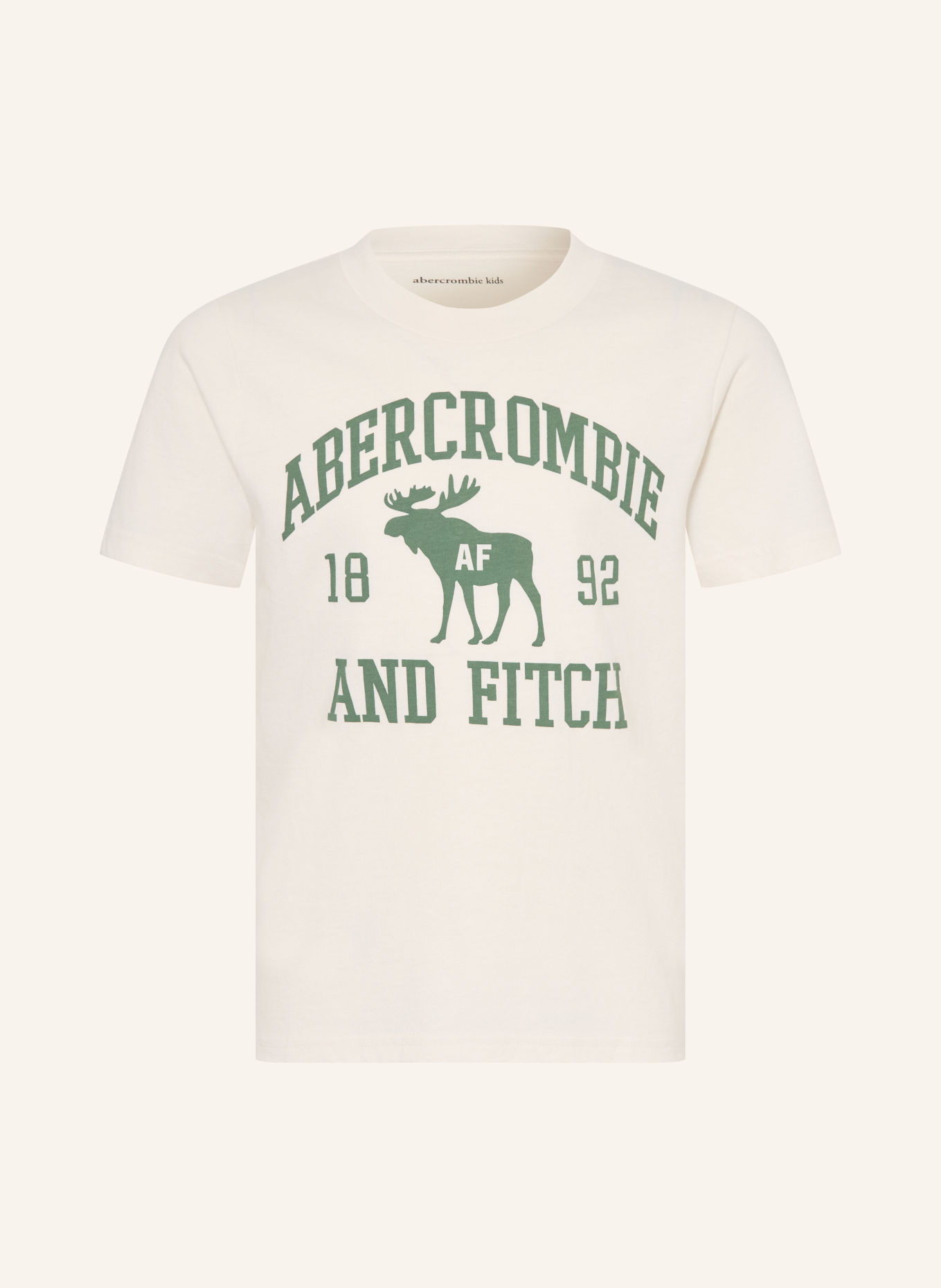 Abercrombie & Fitch T-Shirt: ECRU / DUNKELGRÜN