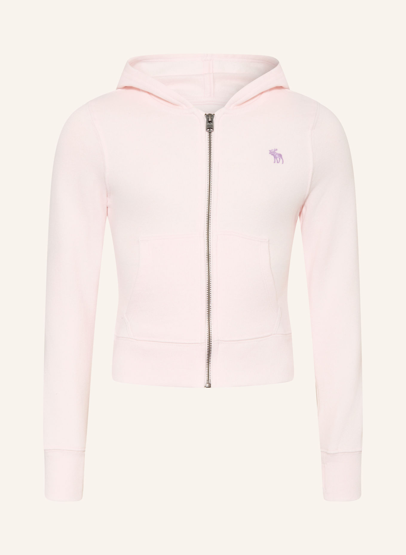 Abercrombie & Fitch Zip-up sweatshirt: LIGHT PINK / LIGHT PURPLE