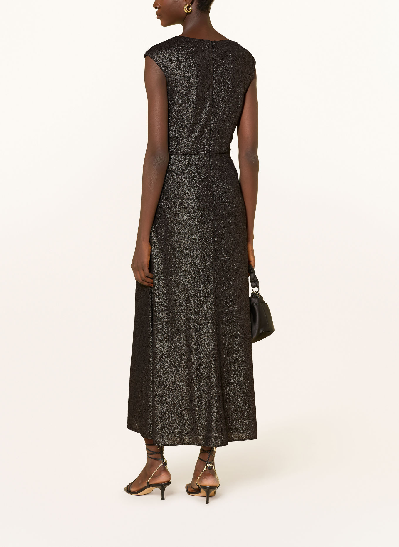ADRIANNA PAPELL Cocktailkleid mit Glitzergarn: SCHWARZ / GOLD