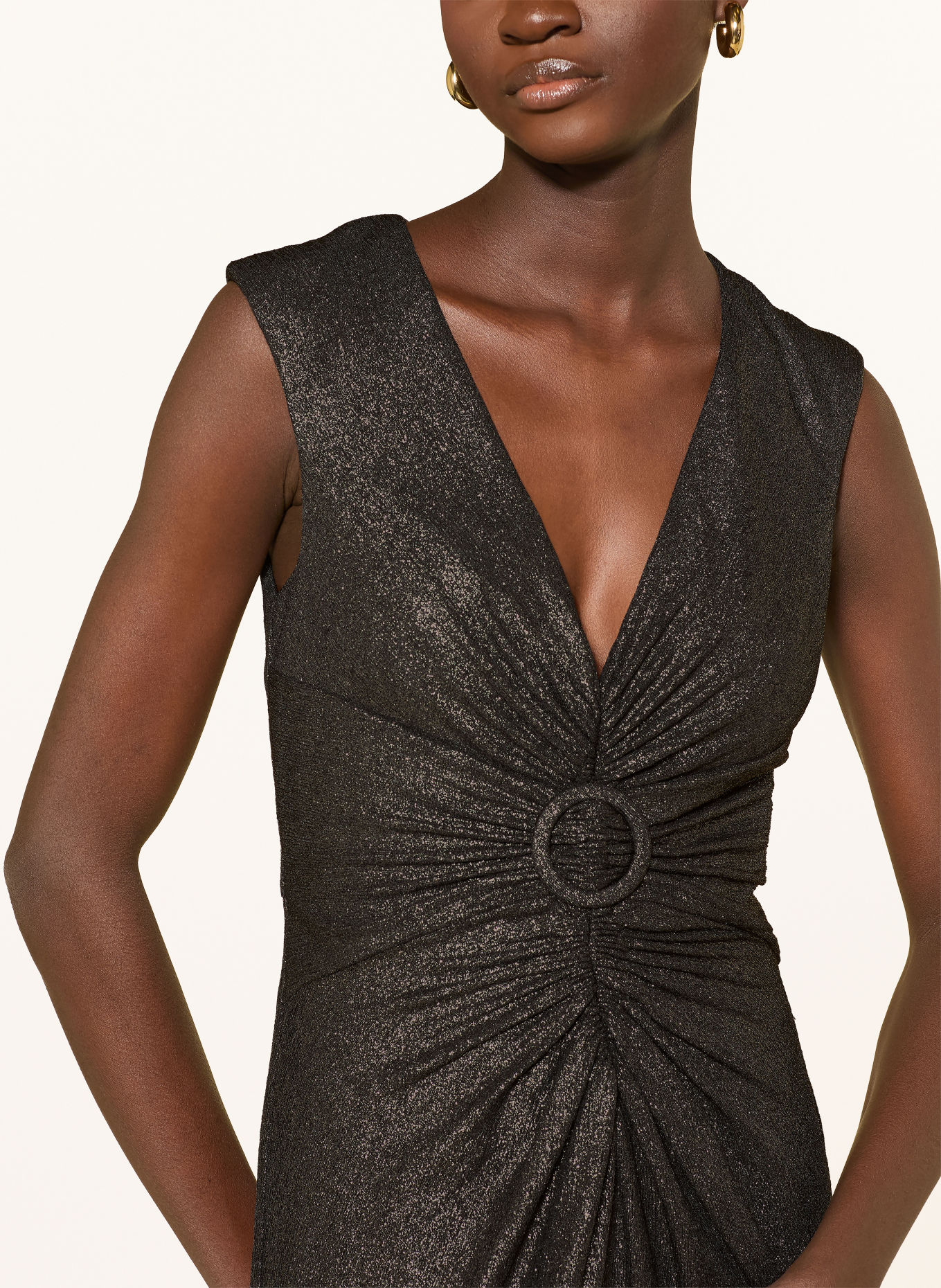 ADRIANNA PAPELL Cocktailkleid mit Glitzergarn: SCHWARZ / GOLD
