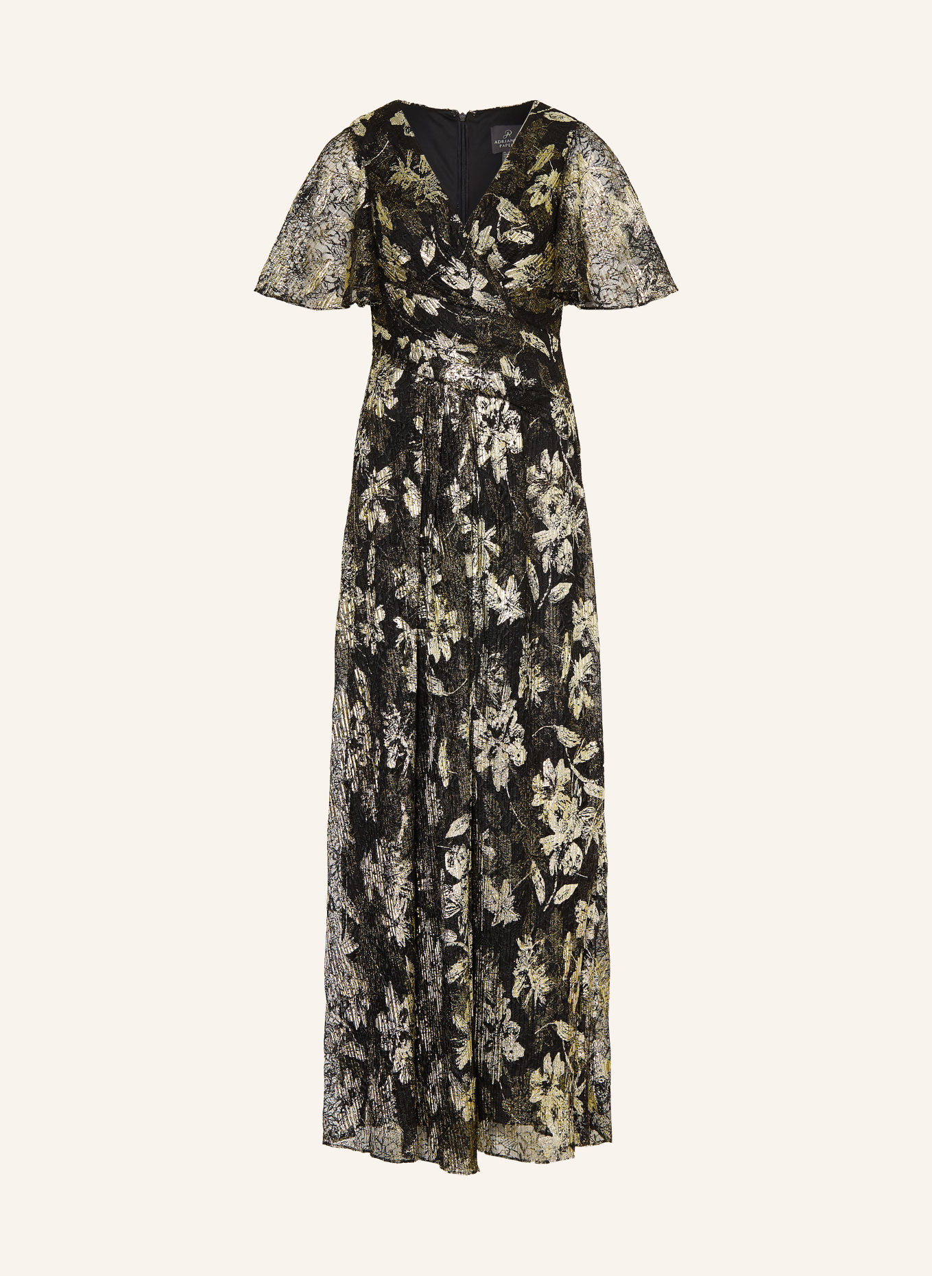 ADRIANNA PAPELL Abendkleid aus Spitze mit Glitzergarn: SCHWARZ / GOLD