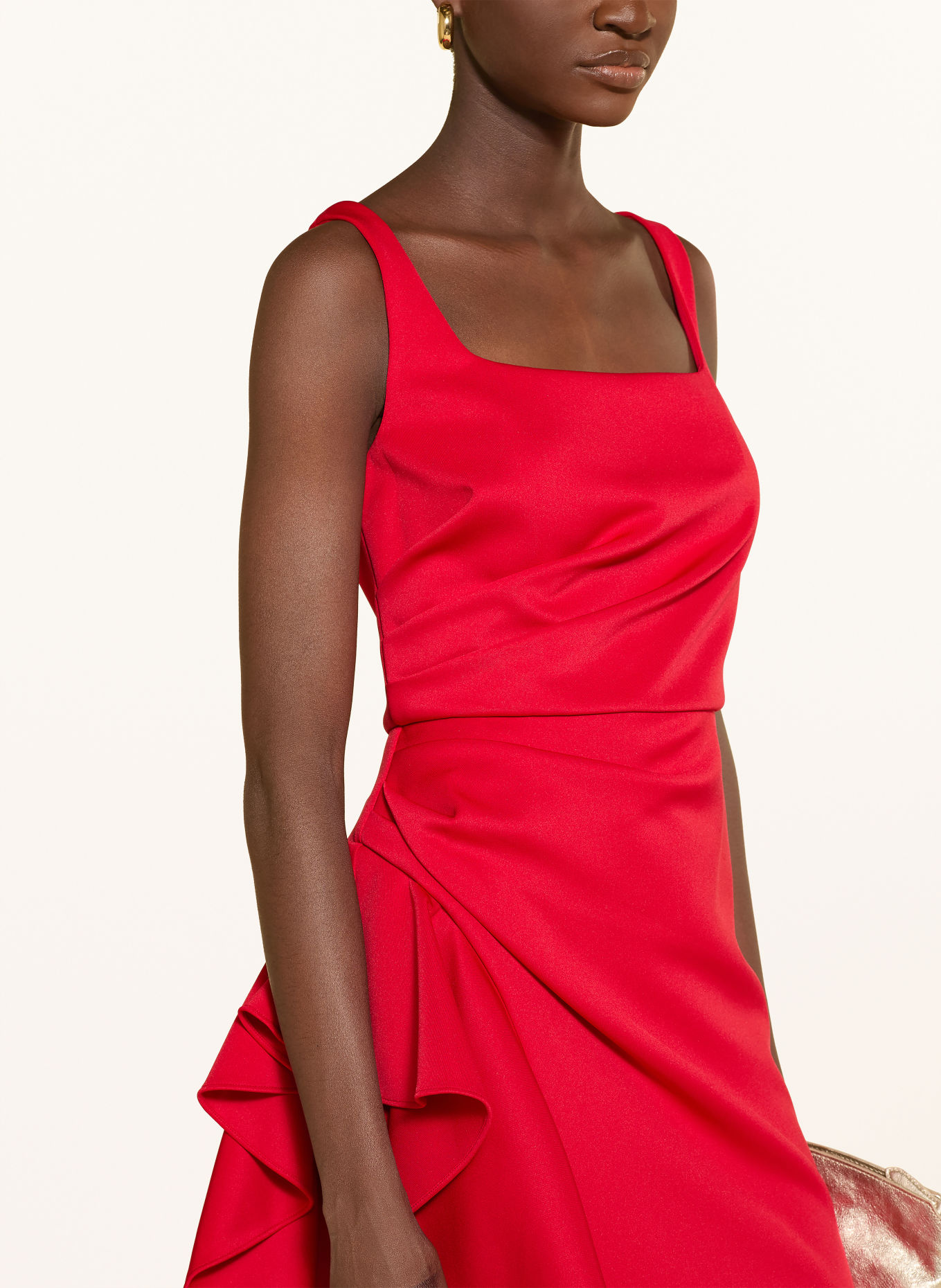 ADRIANNA PAPELL Avondjurk van jersey met volants: ROOD