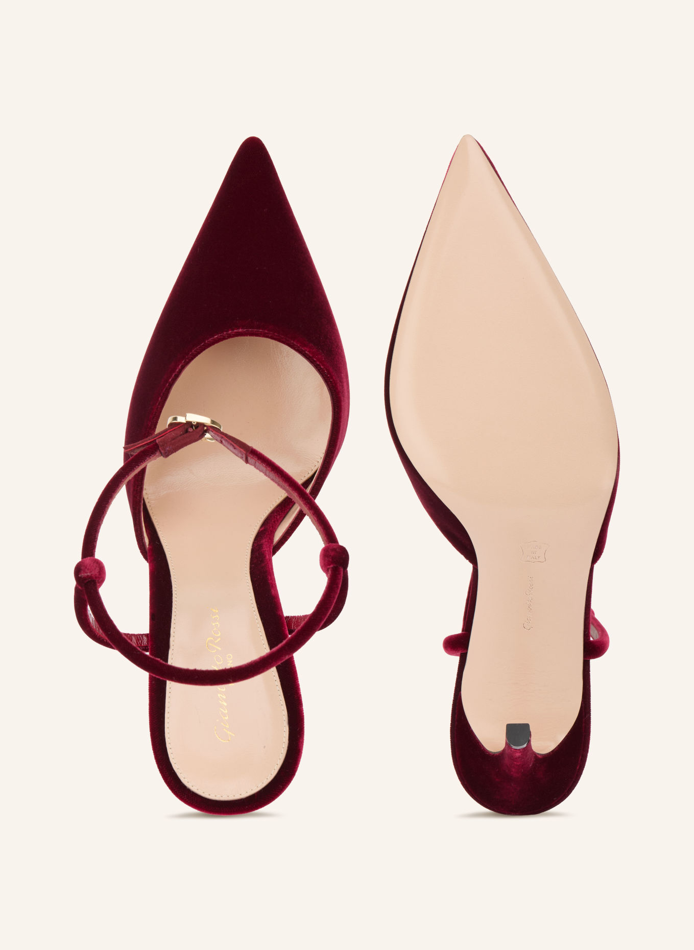 Gianvito Rossi Slingpumps VELLUTO 95 aus Samt: DUNKELROT