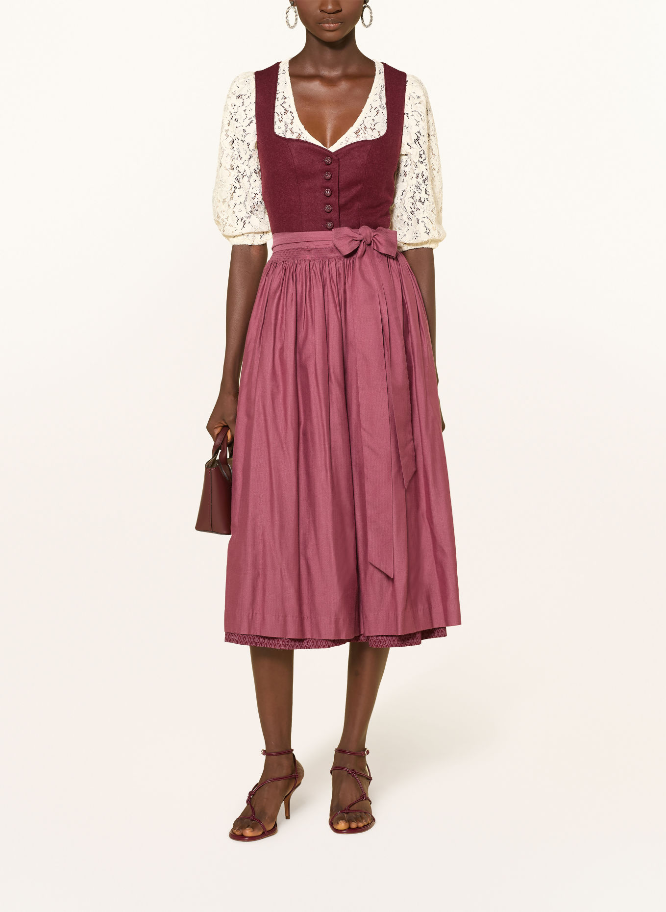 wallmann Blouse Dirndl en dentelle à manches 3/4: CRÈME