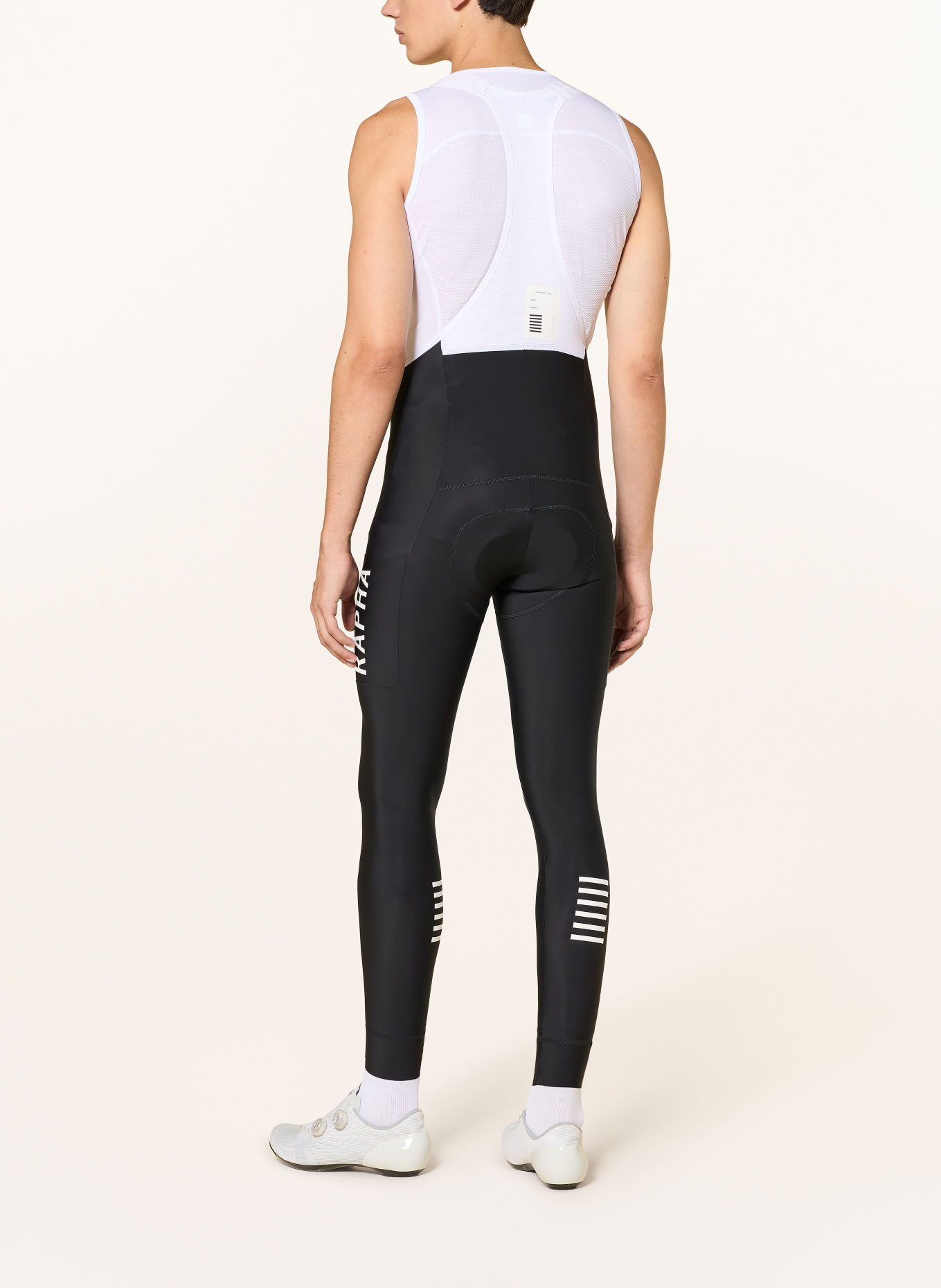 Rapha Pantaloni de ciclism PRO TEAM LIGHTWEIGHT cu bretele și inserție căptușită: NEGRU / ALB