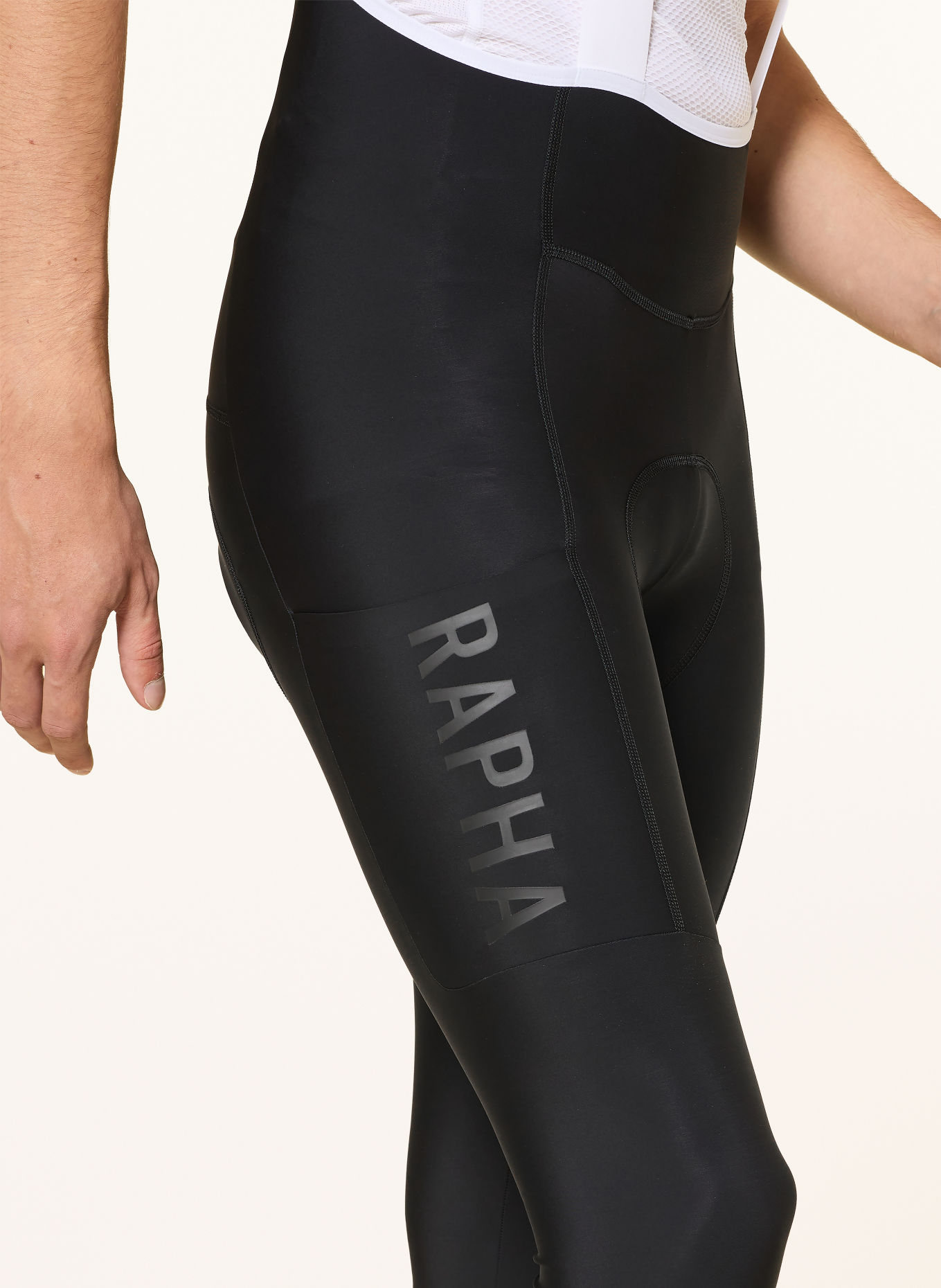 Rapha Pantaloni de ciclism PRO TEAM LIGHTWEIGHT cu bretele și inserție căptușită: NEGRU / ALB