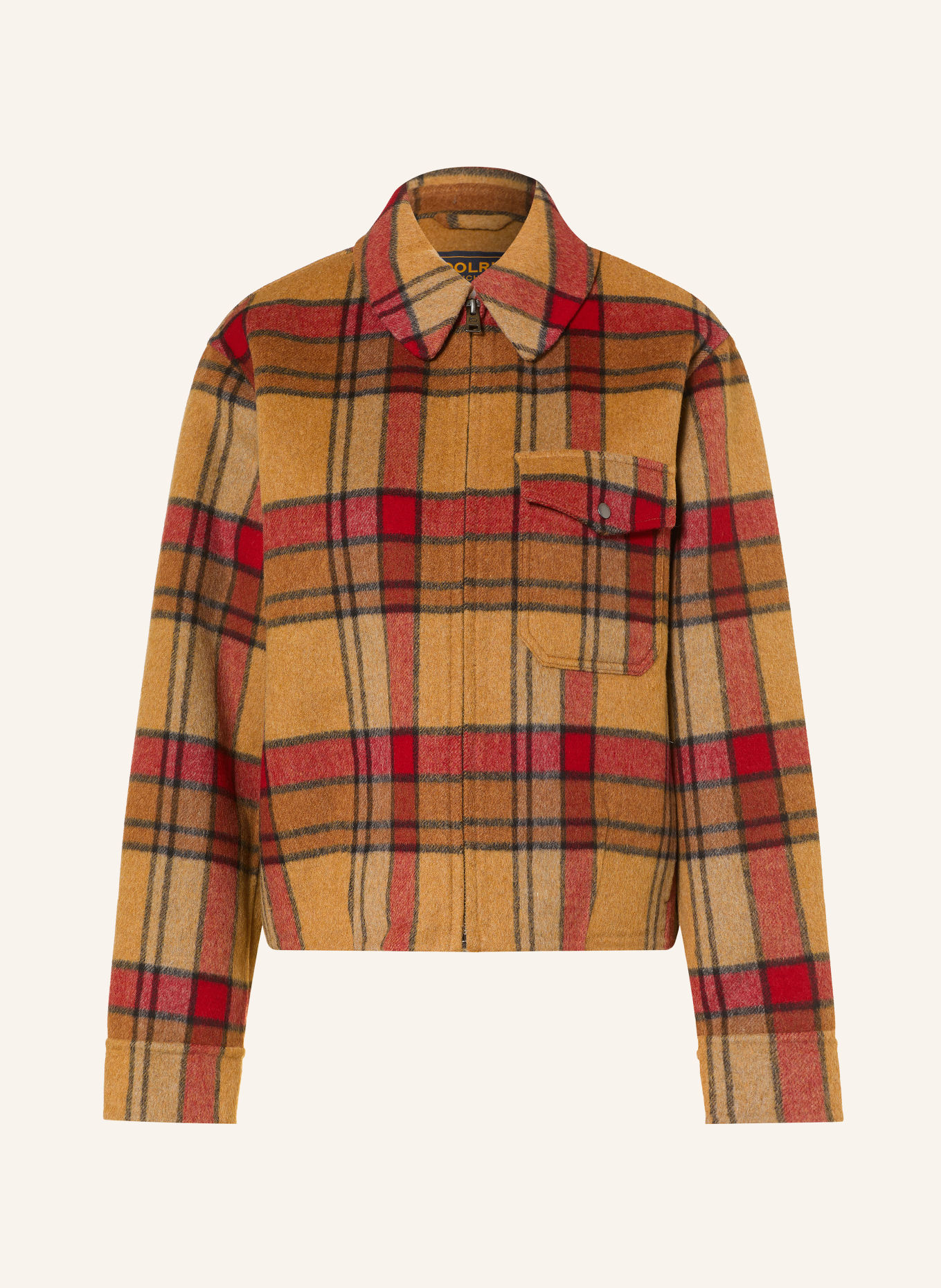 WOOLRICH Overshirt: CAMEL / RED / BLACK