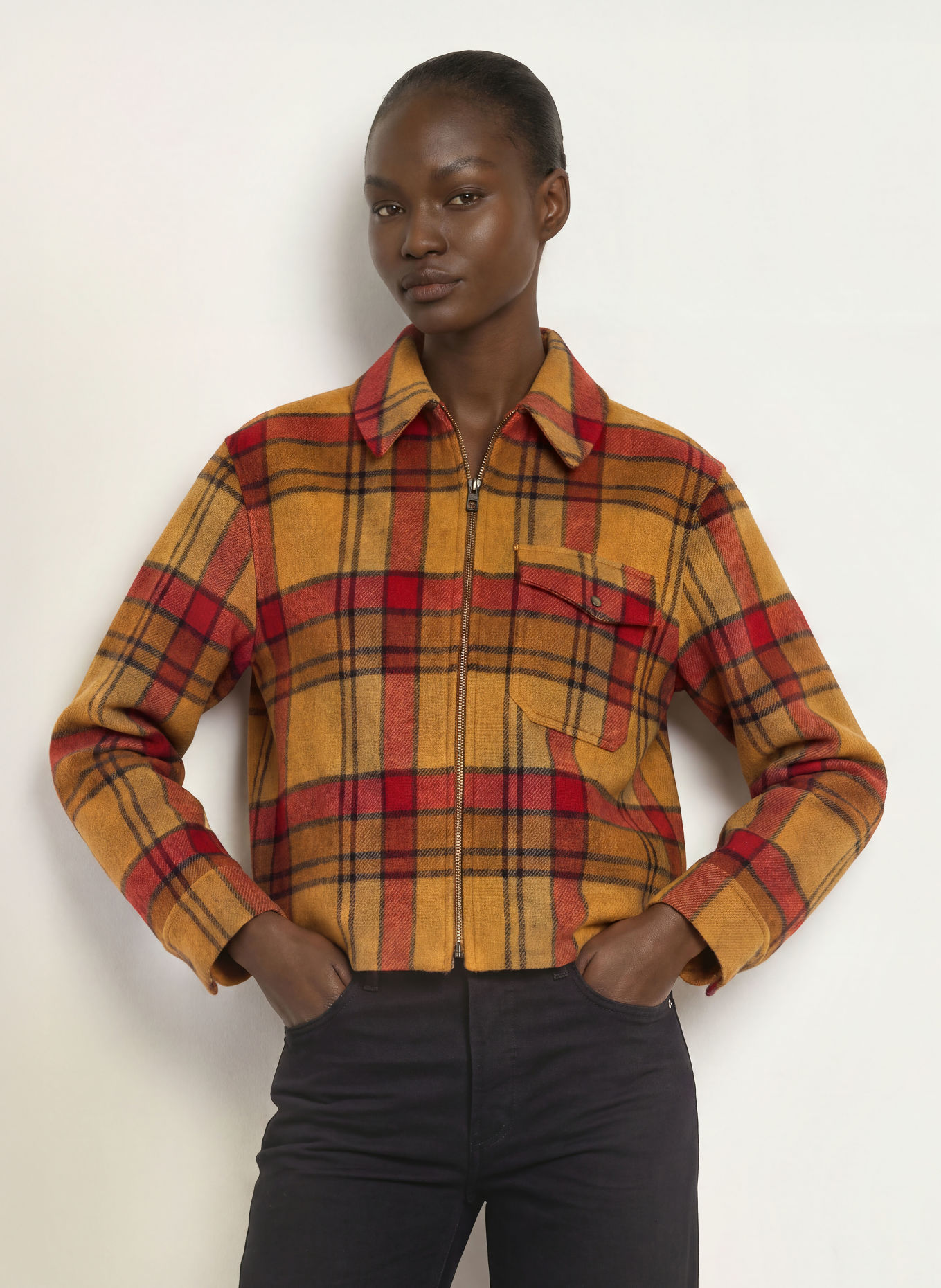 WOOLRICH Overshirt: CAMEL / RED / BLACK
