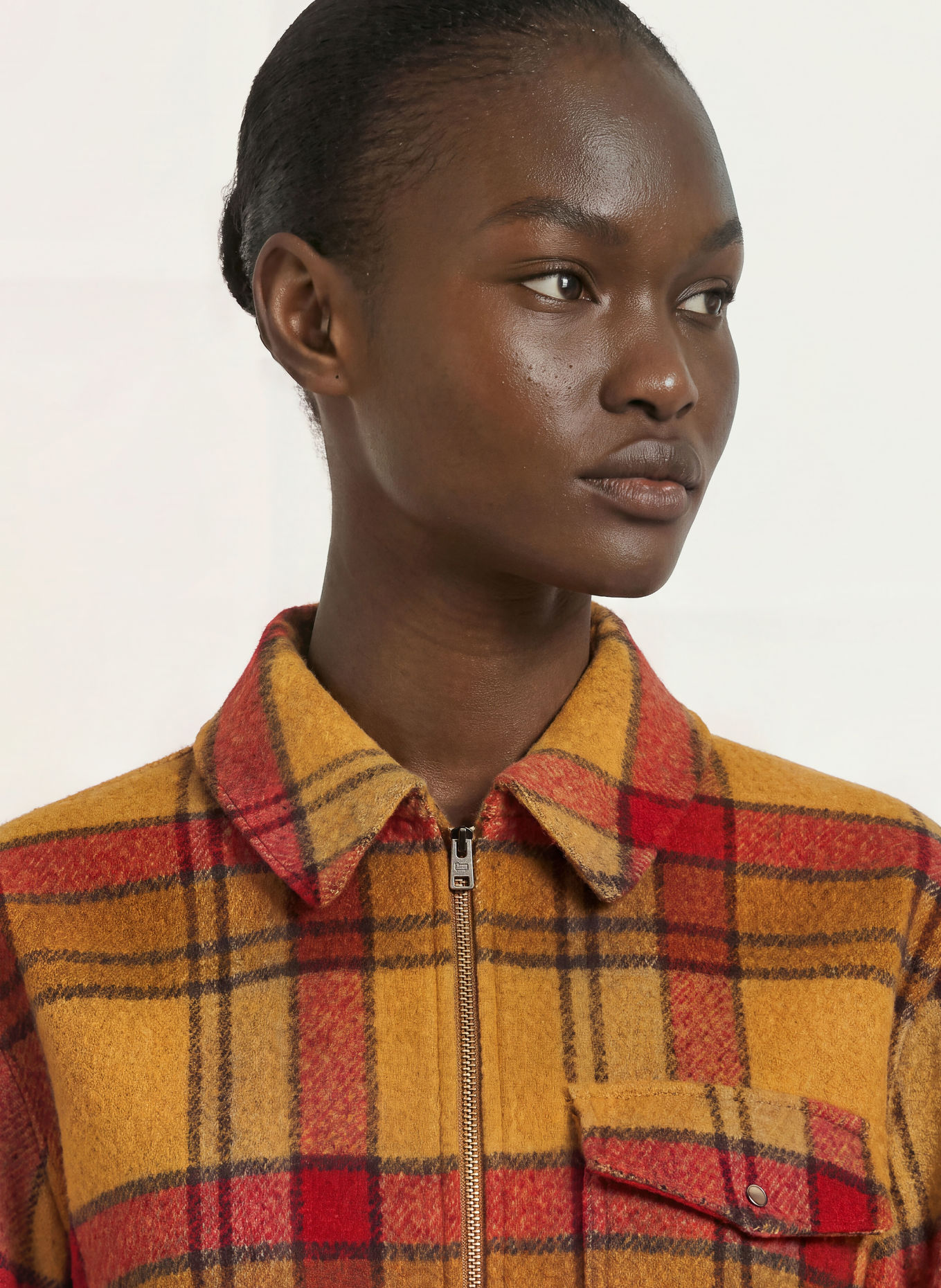 WOOLRICH Overshirt: CAMEL / RED / BLACK