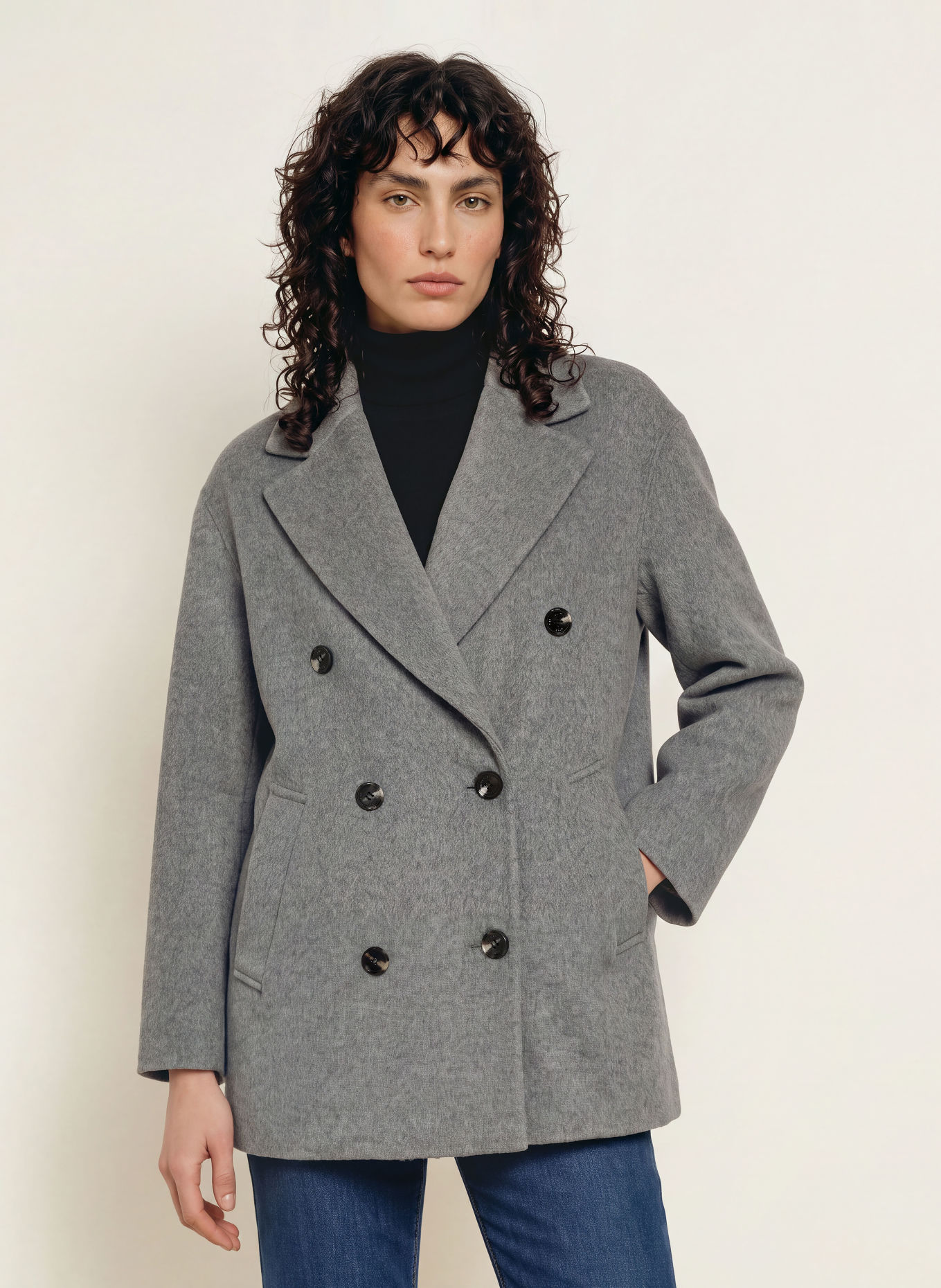 ANFINY KATE Pea coat: GRAY