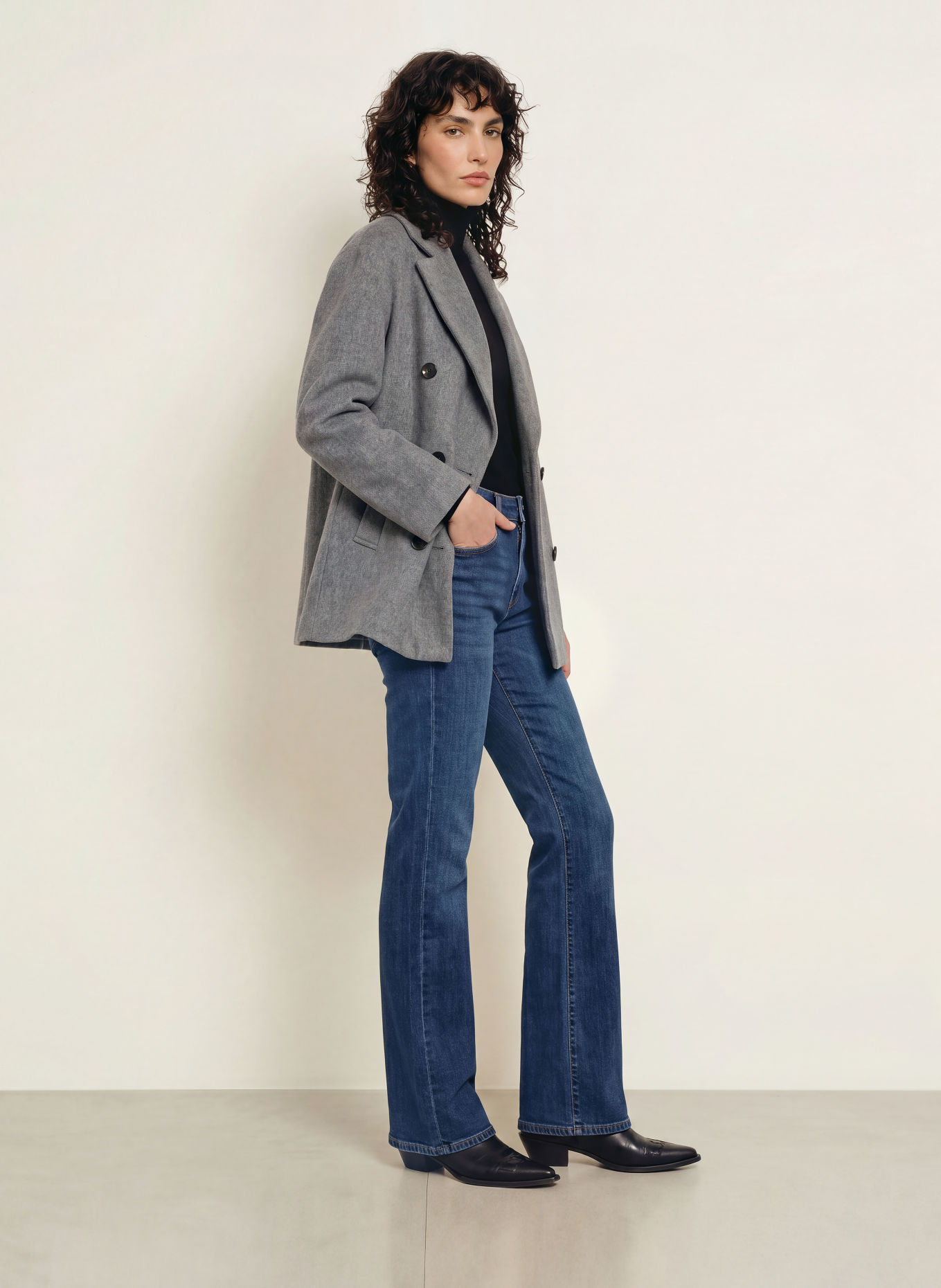 ANFINY KATE Pea coat: GRAY
