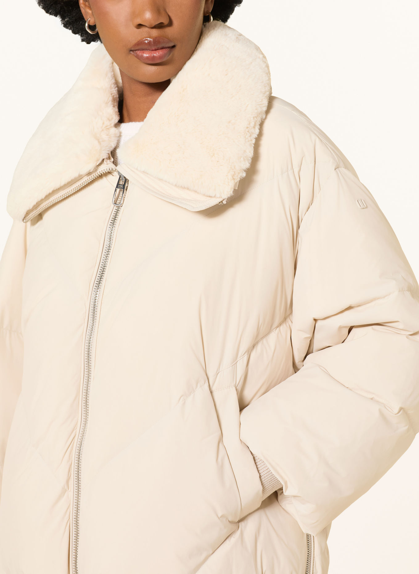 DUNO CELIA Down Jacket with Detachable Faux Fur: CREAM