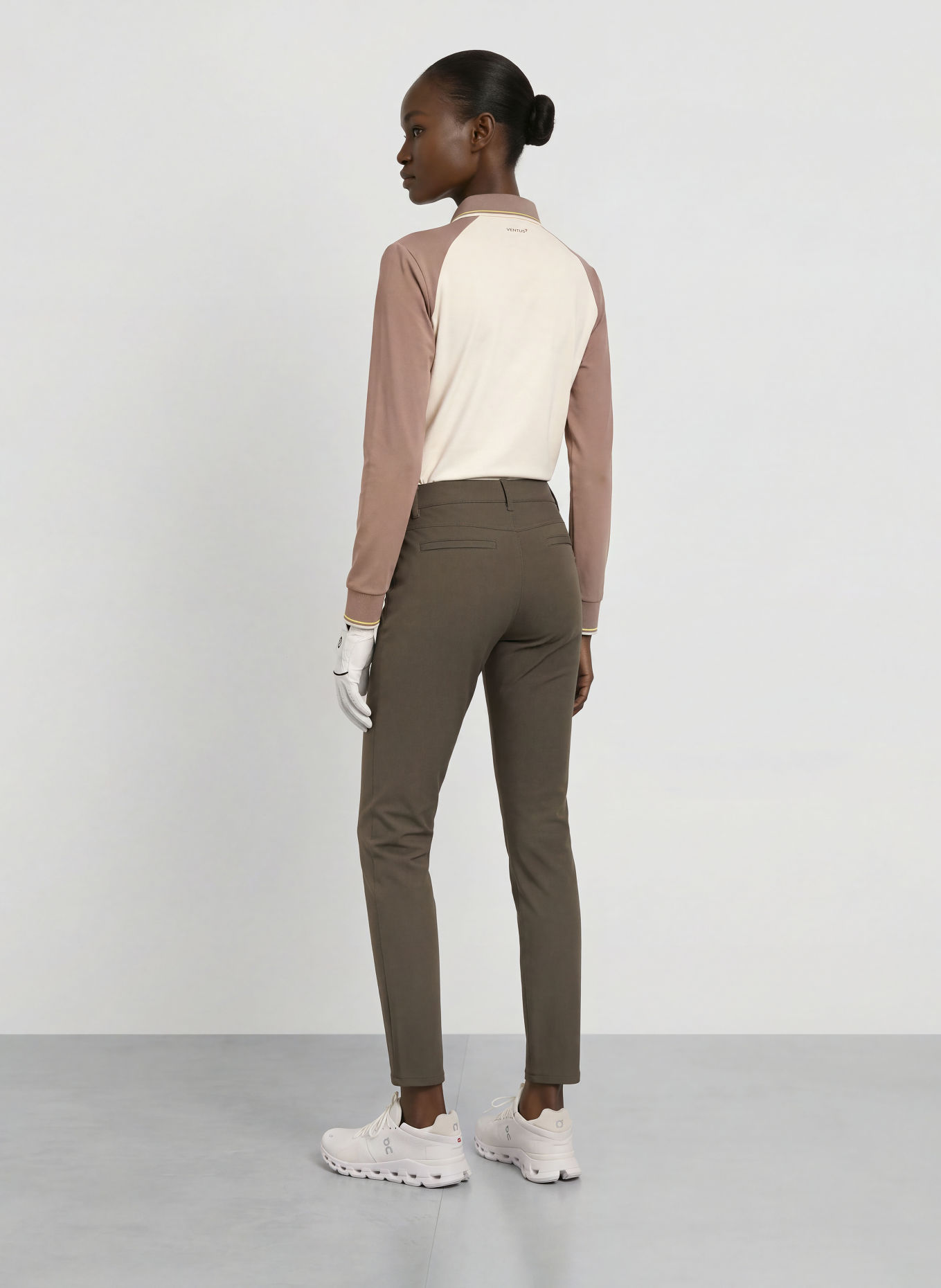 EA7 EMPORIO ARMANI Functional polo shirt: TAUPE / CREAM / YELLOW