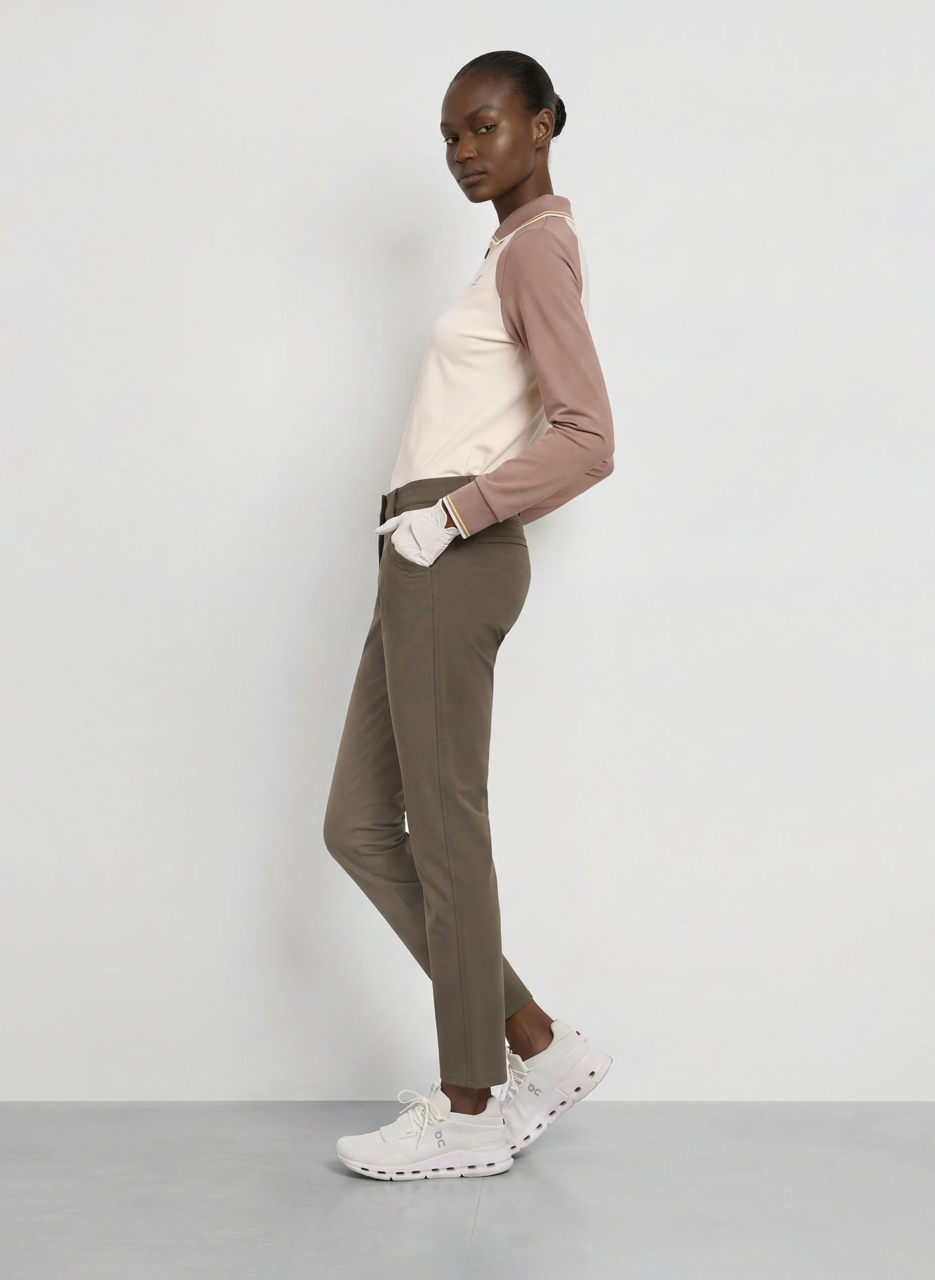 EA7 EMPORIO ARMANI Functional polo shirt: TAUPE / CREAM / YELLOW