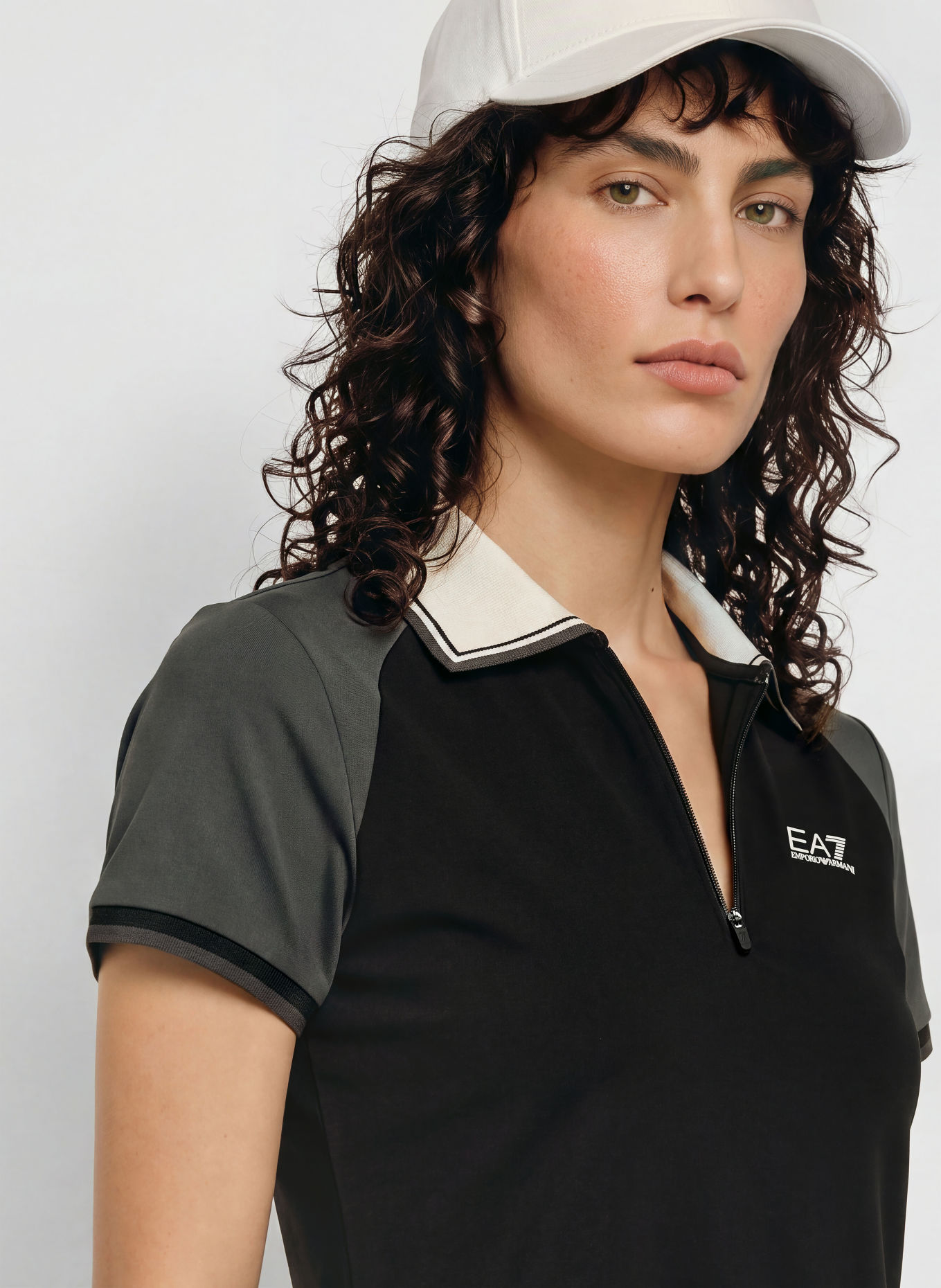 EA7 EMPORIO ARMANI Funktions-Poloshirt: SCHWARZ / DUNKELGRAU / WEISS