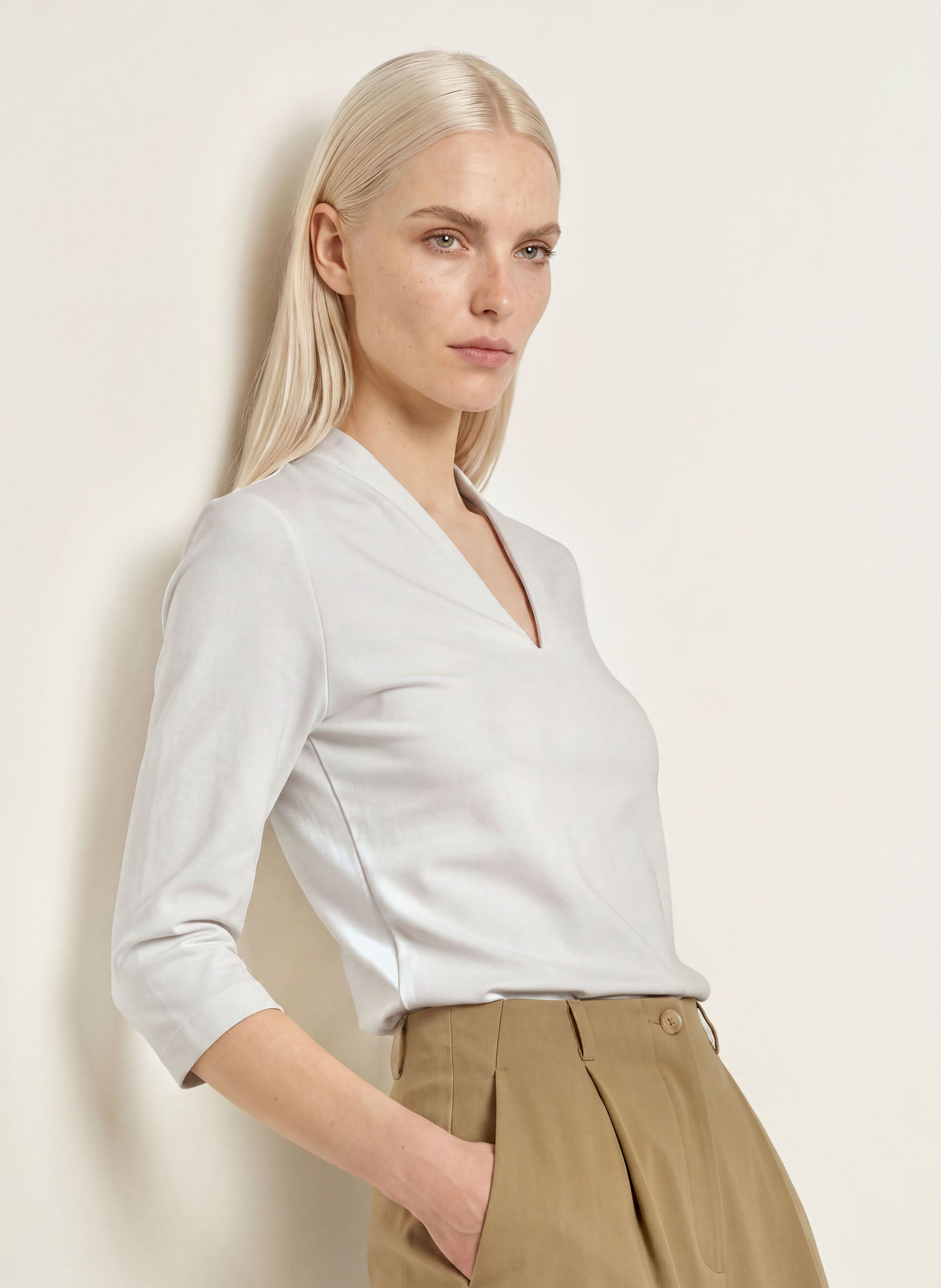 ZAÍDA Shirt with a boat neck: WHITE