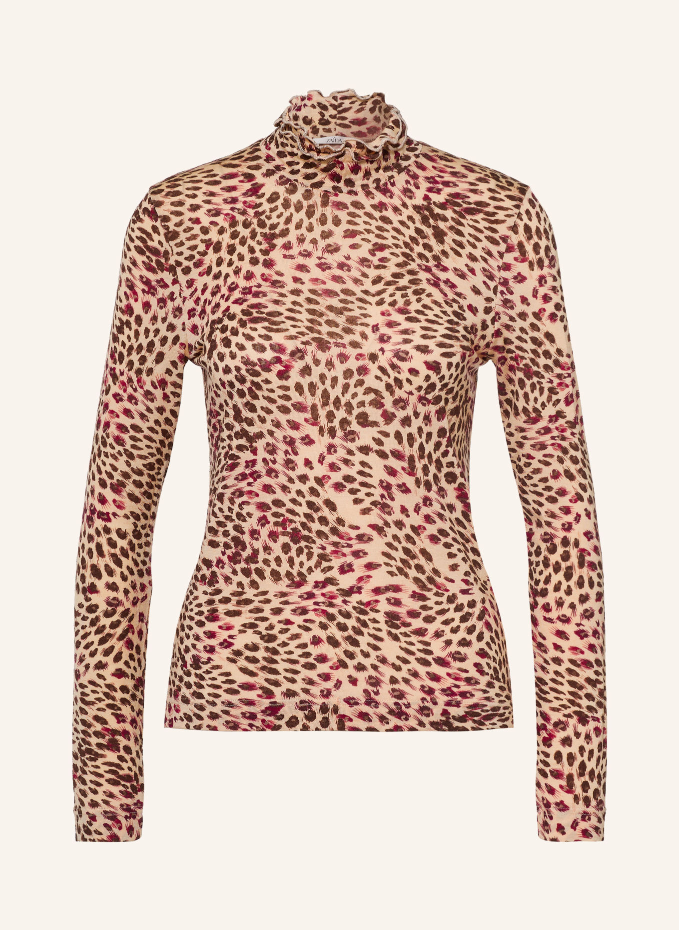 ZAÍDA Long-sleeve shirt: BEIGE / BROWN / FUCHSIA