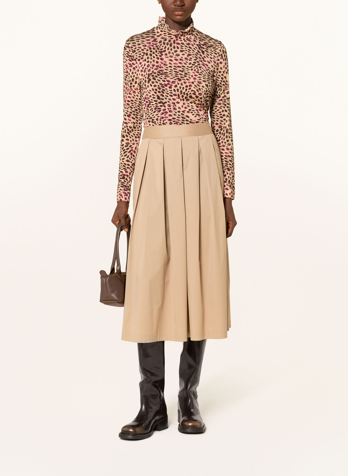 ZAÍDA Long-sleeve shirt: BEIGE / BROWN / FUCHSIA