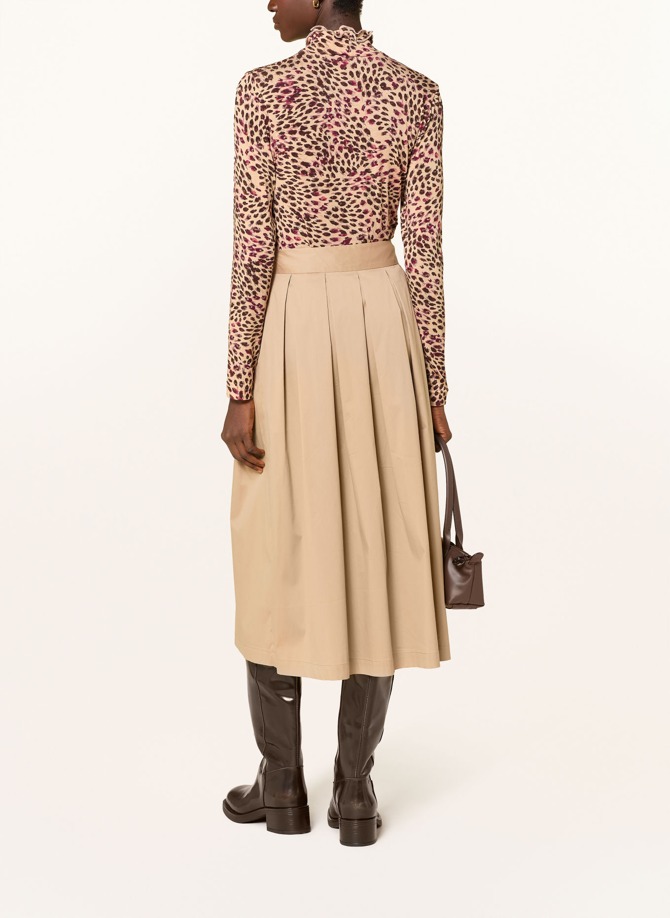 ZAÍDA Long-sleeve shirt: BEIGE / BROWN / FUCHSIA