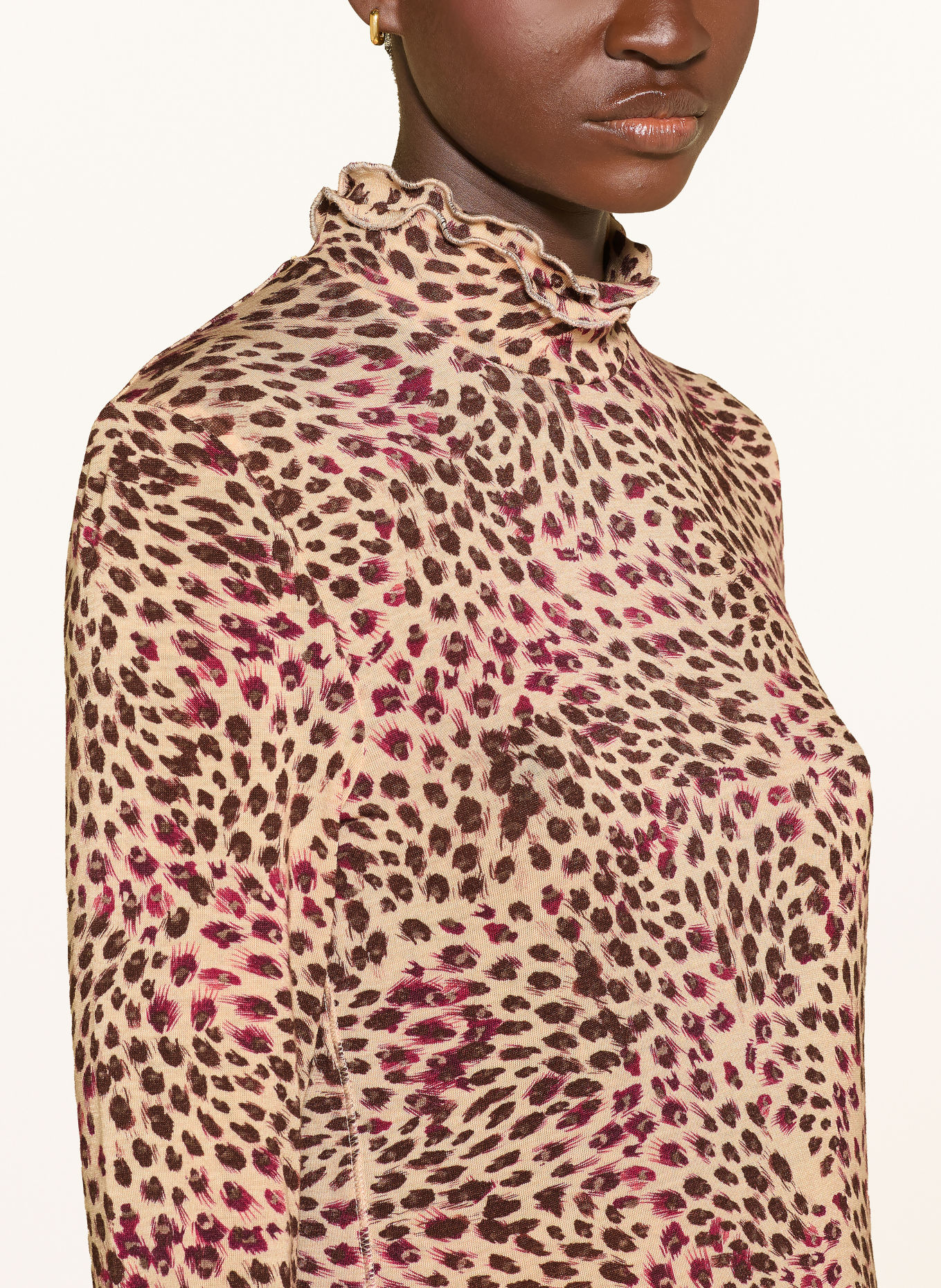 ZAÍDA Long-sleeve shirt: BEIGE / BROWN / FUCHSIA