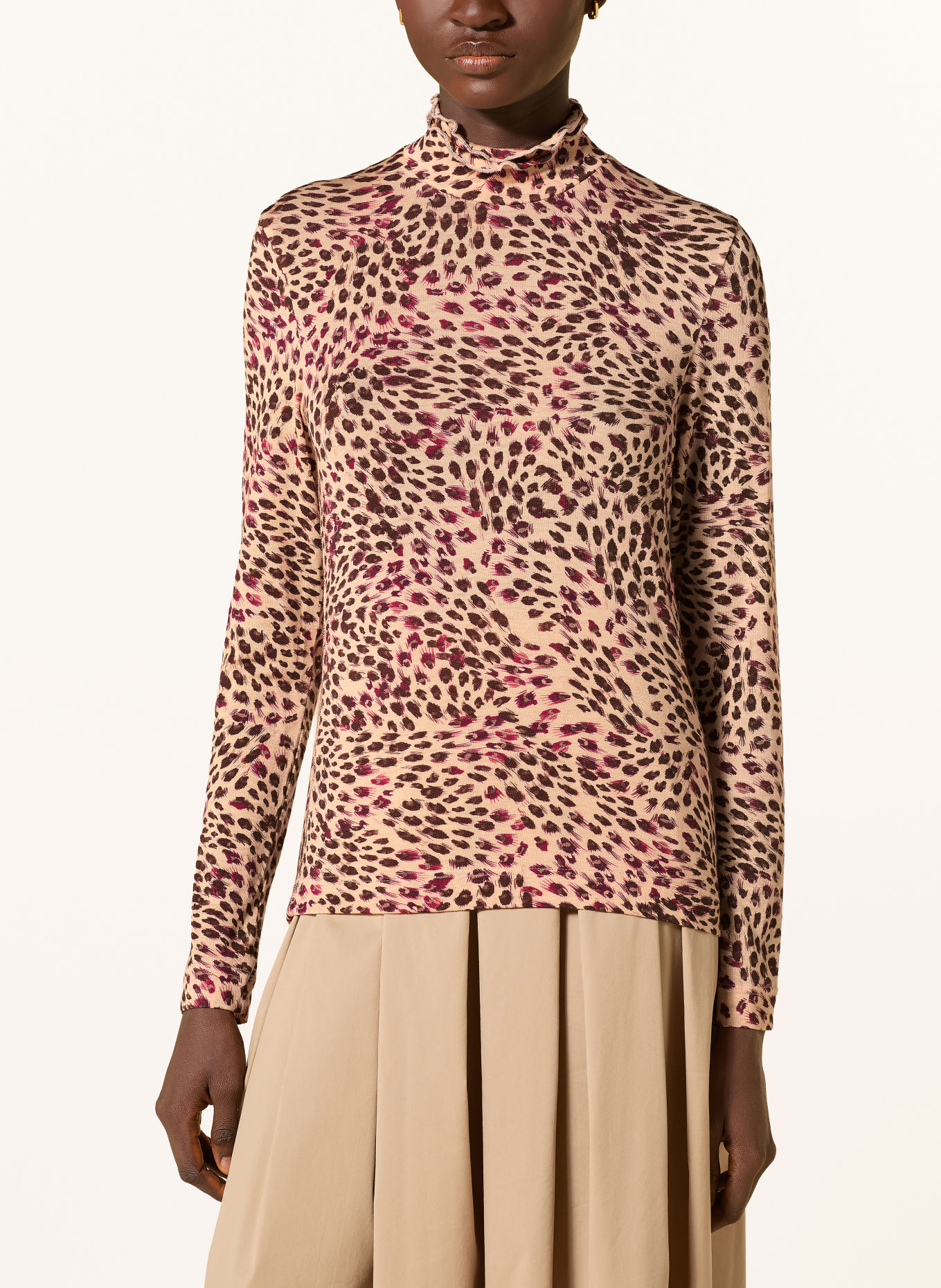 ZAÍDA Long-sleeve shirt: BEIGE / BROWN / FUCHSIA
