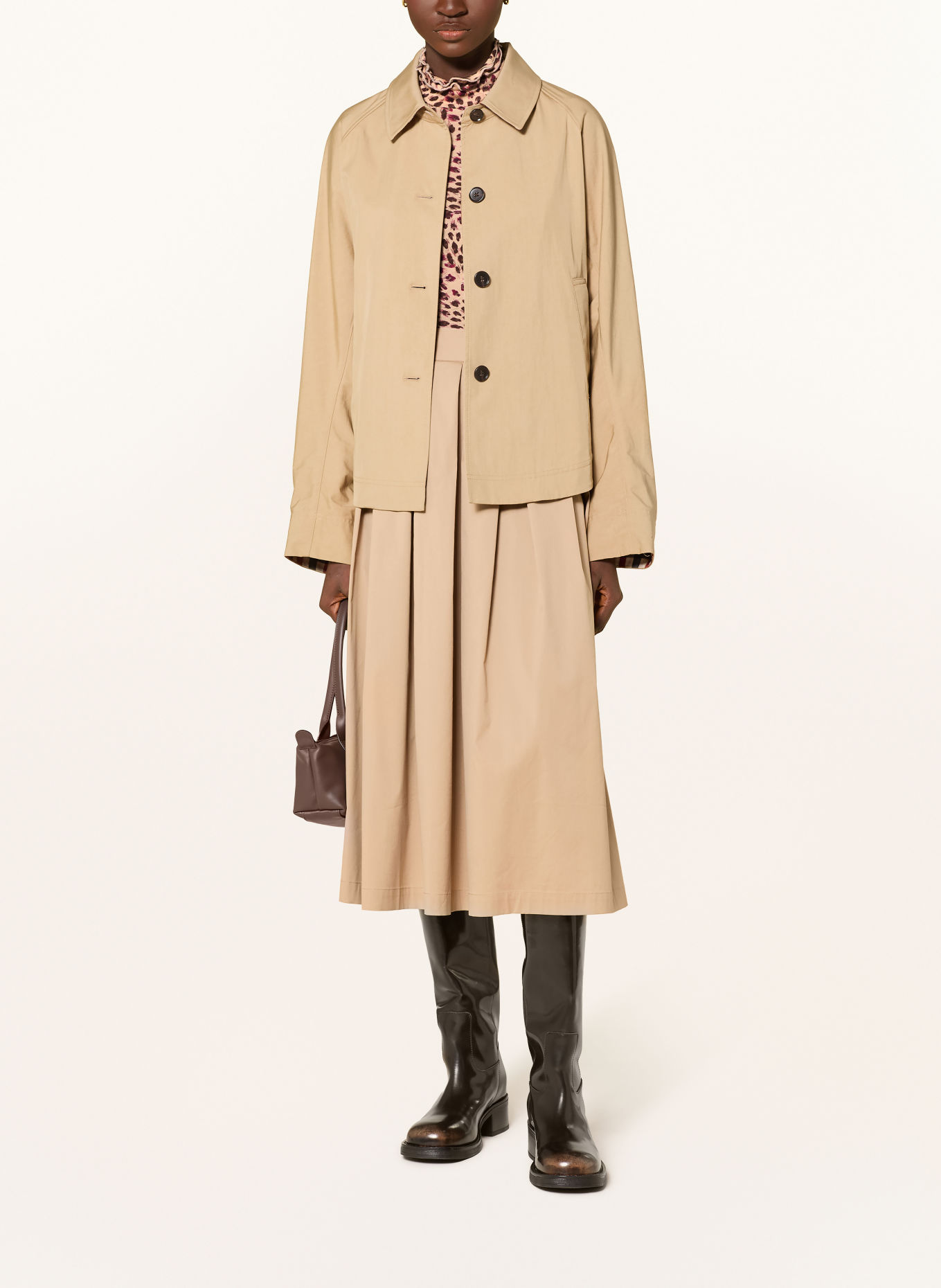 ZAÍDA Long-sleeve shirt: BEIGE / BROWN / FUCHSIA