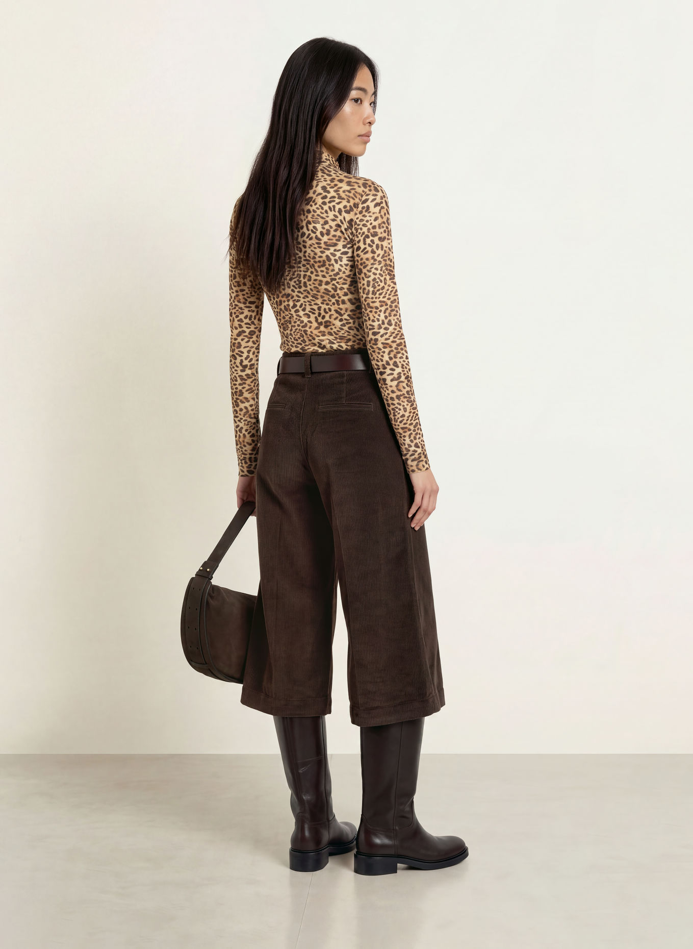 ZAÍDA Long-sleeve shirt: BEIGE / BLACK