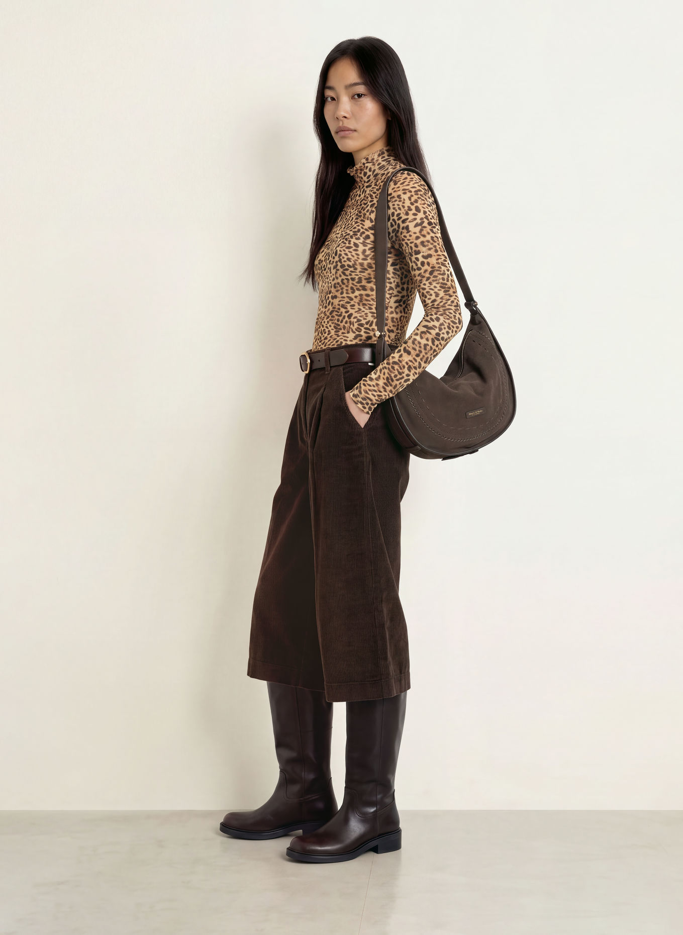 ZAÍDA Long-sleeve shirt: BEIGE / BLACK