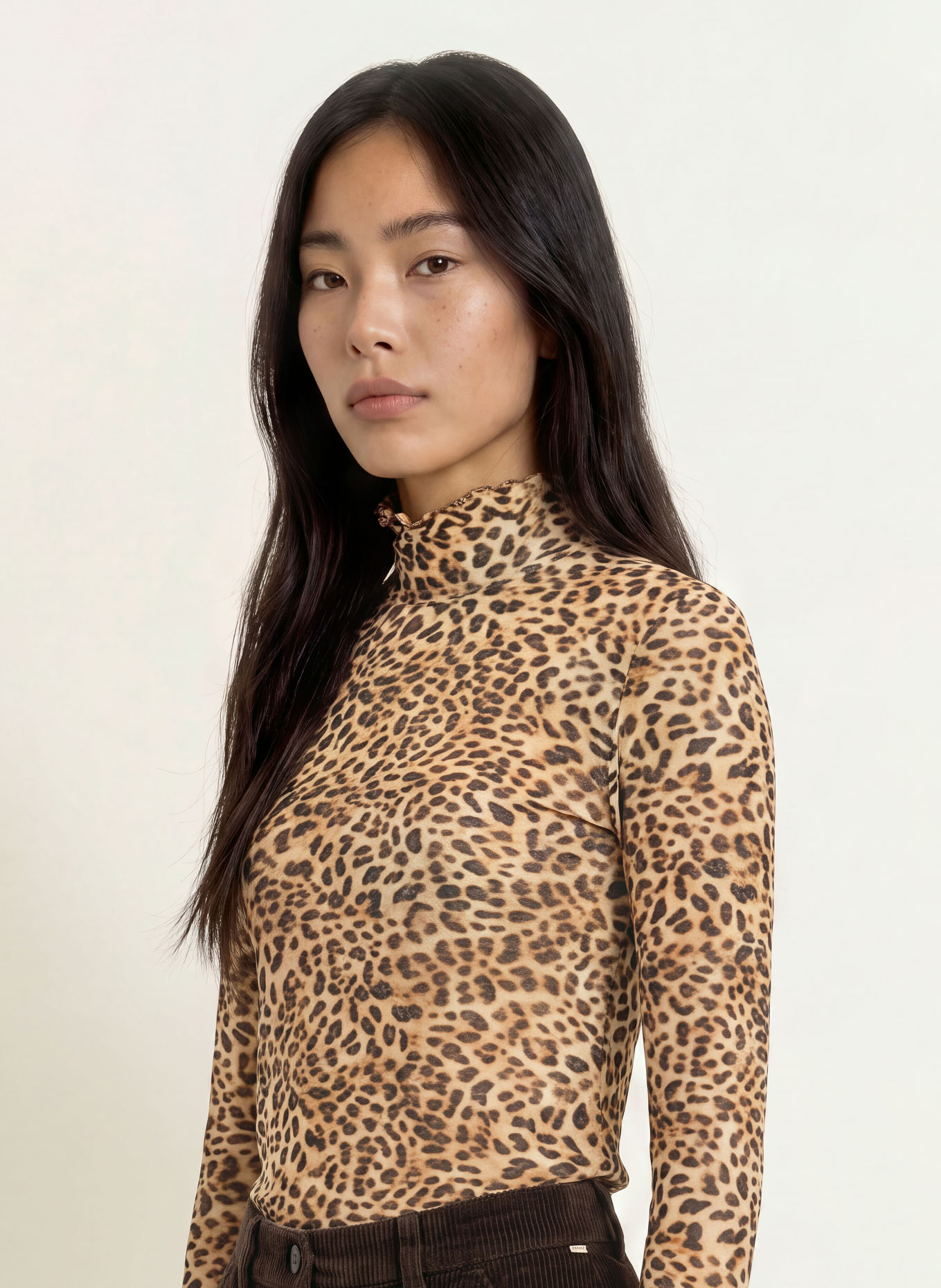 ZAÍDA Long-sleeve shirt: BEIGE / BLACK