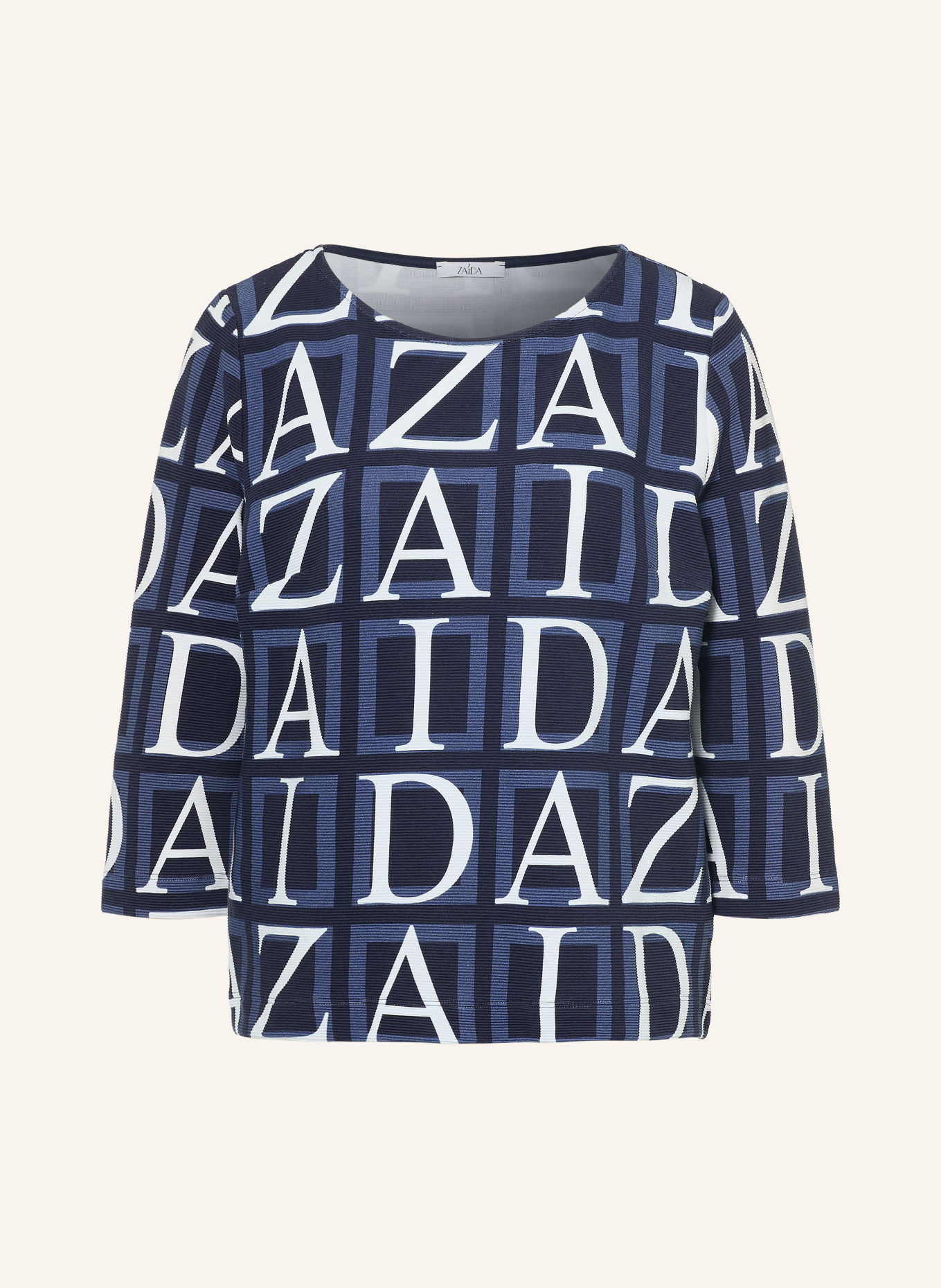 ZAÍDA Shirt with 3/4 sleeves: DARK BLUE / BLUE GRAY / WHITE