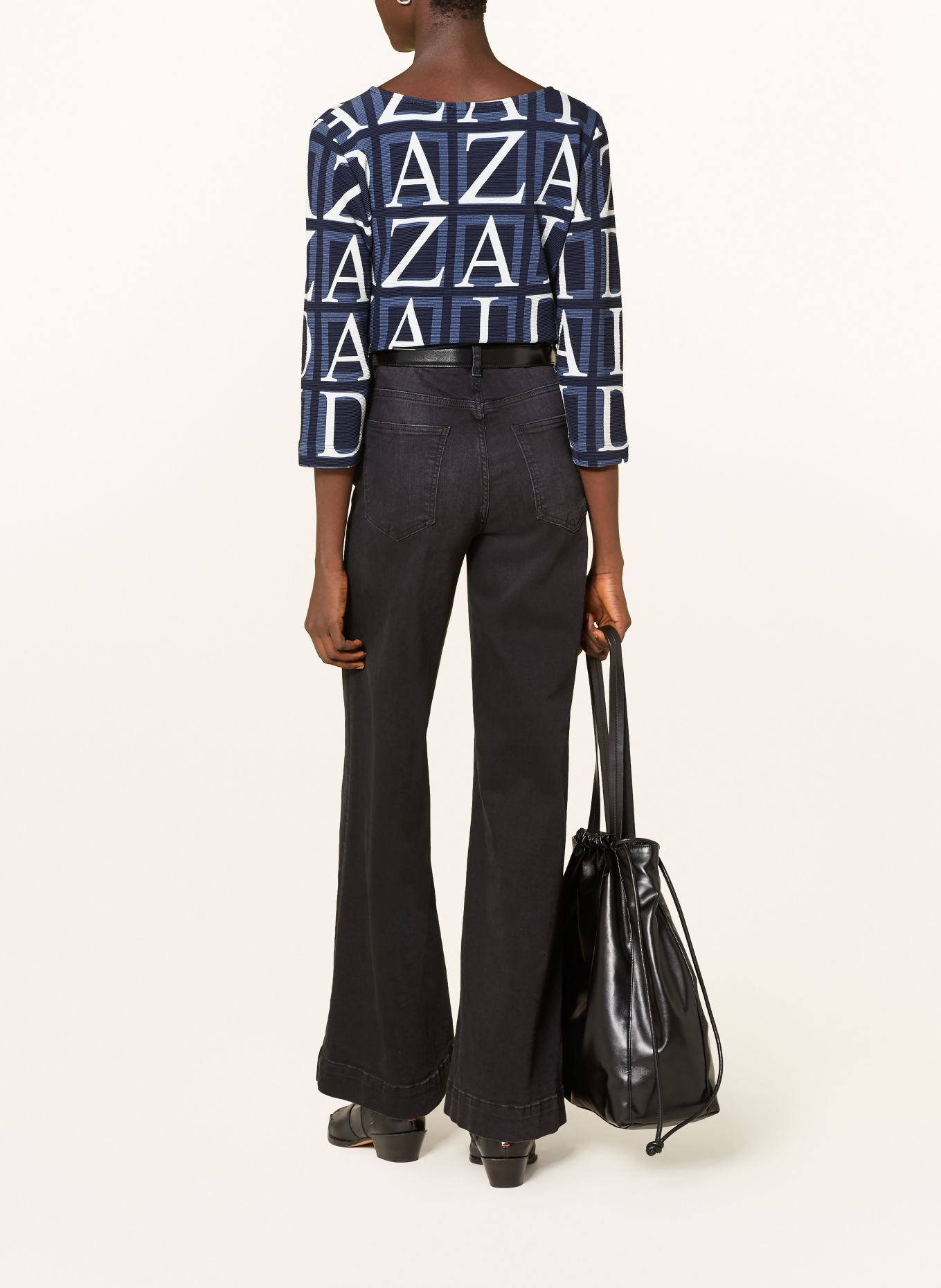 ZAÍDA Shirt with 3/4 sleeves: DARK BLUE / BLUE GRAY / WHITE