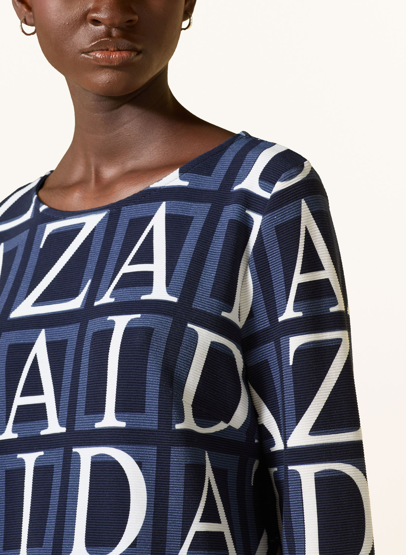 ZAÍDA Shirt with 3/4 sleeves: DARK BLUE / BLUE GRAY / WHITE