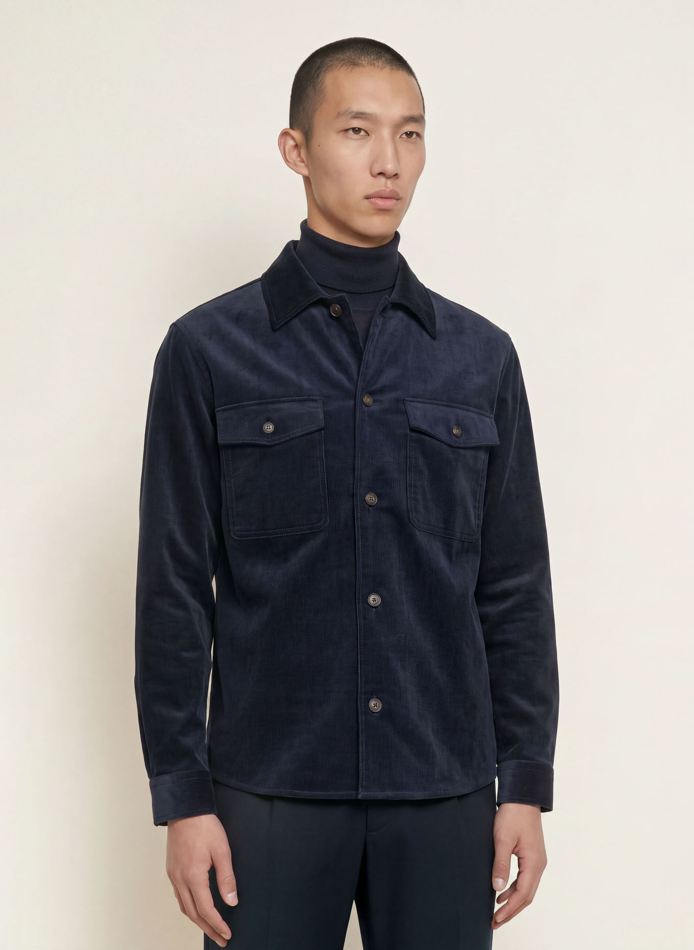 BOSS Corduroy-Overshirt CARPER: DONKERBLAUW