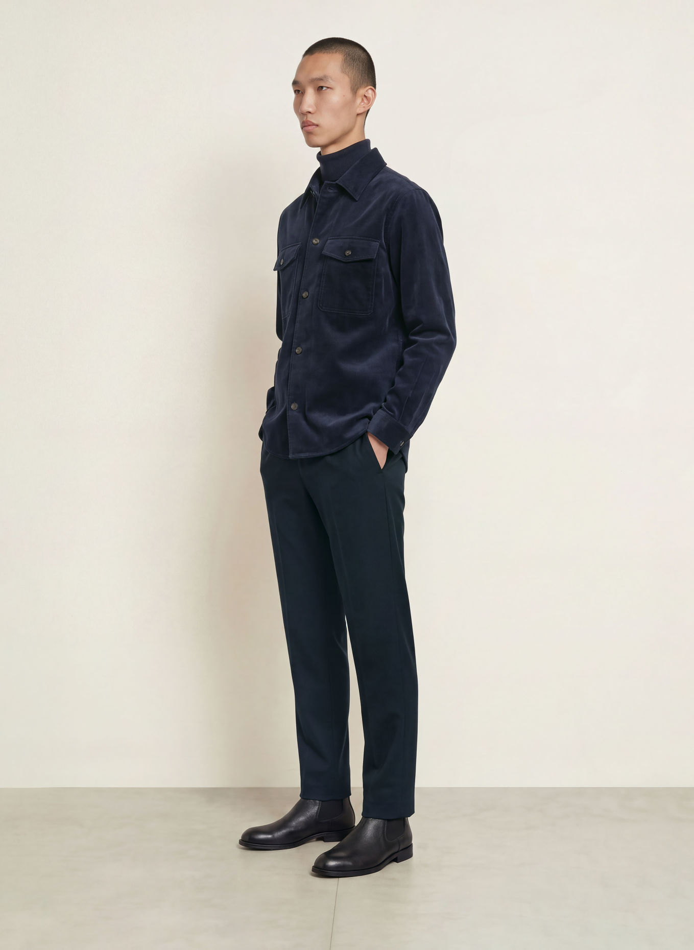 BOSS Corduroy-Overshirt CARPER: DONKERBLAUW