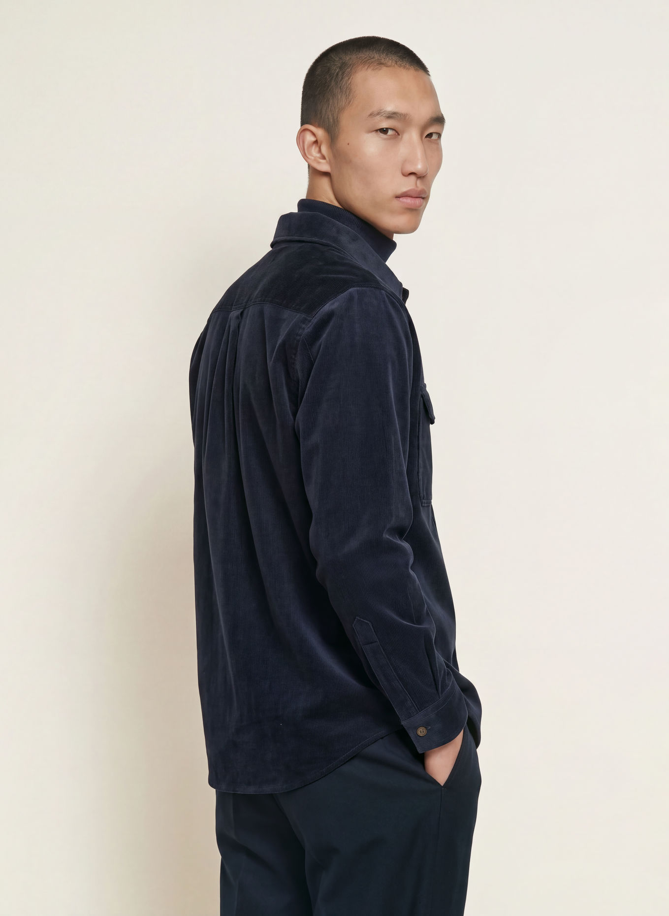 BOSS Corduroy-Overshirt CARPER: DONKERBLAUW