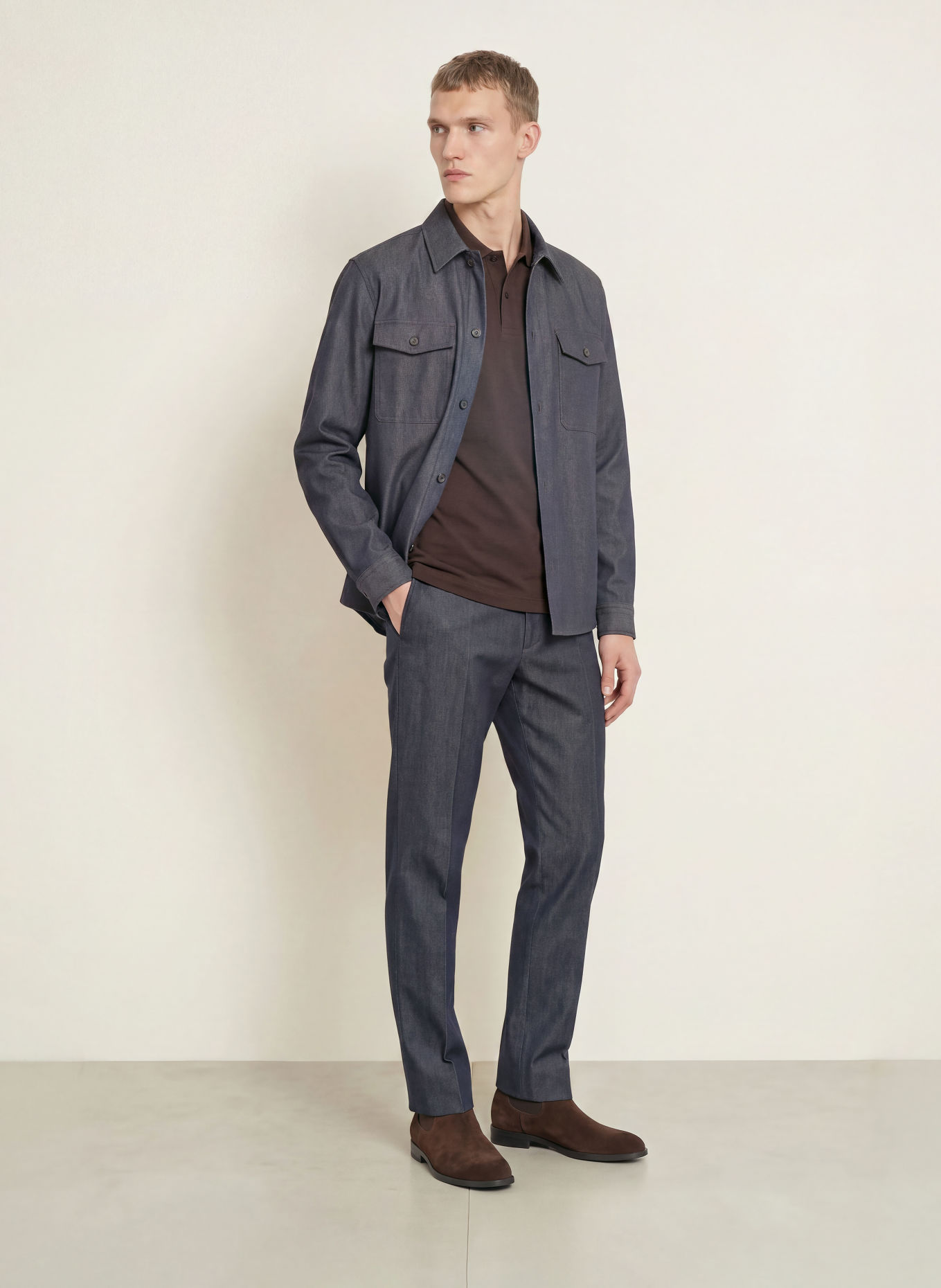 BOSS Overshirt CARPER in jeanslook: DONKERBLAUW