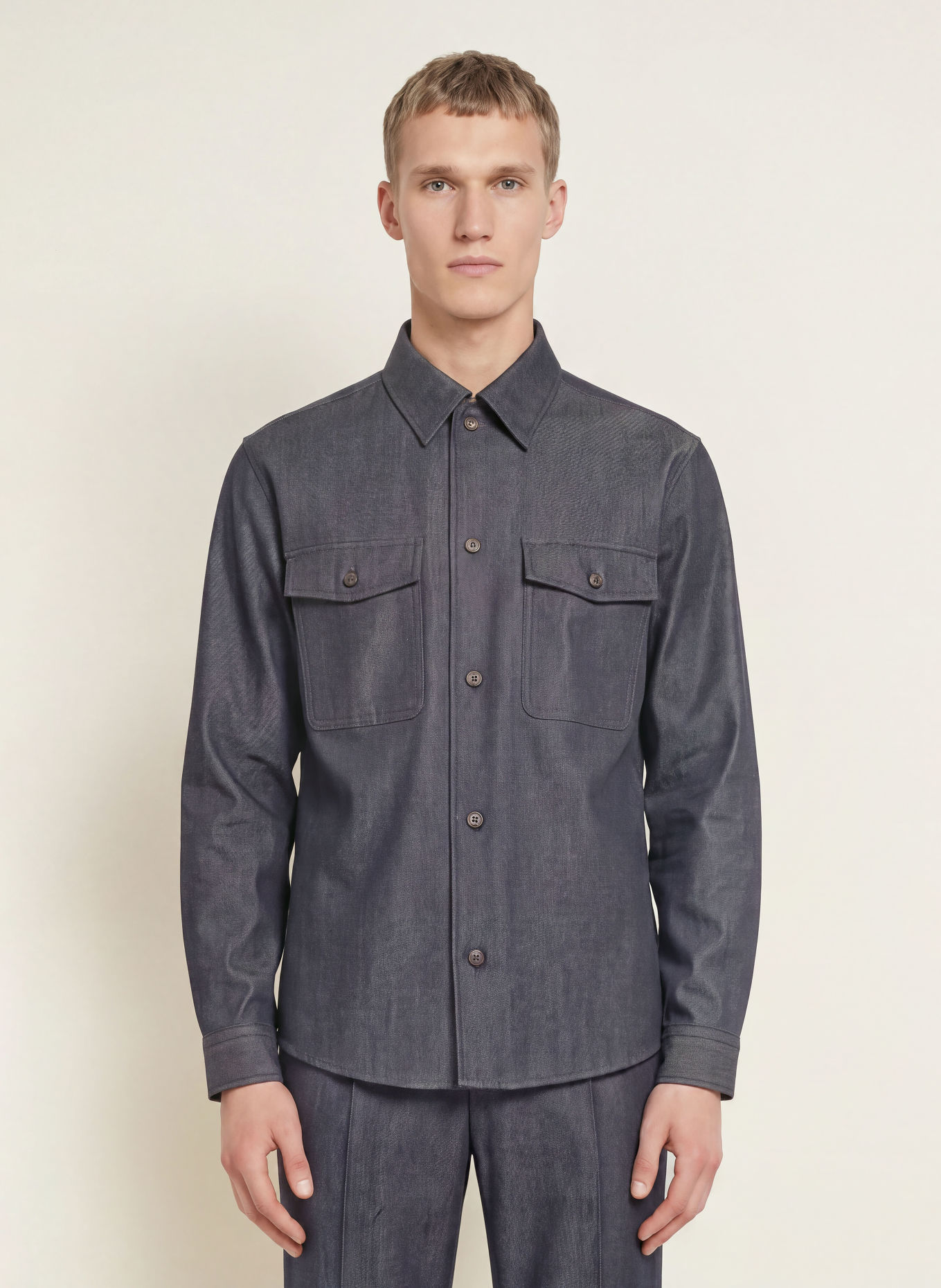 BOSS Overshirt CARPER in jeanslook: DONKERBLAUW