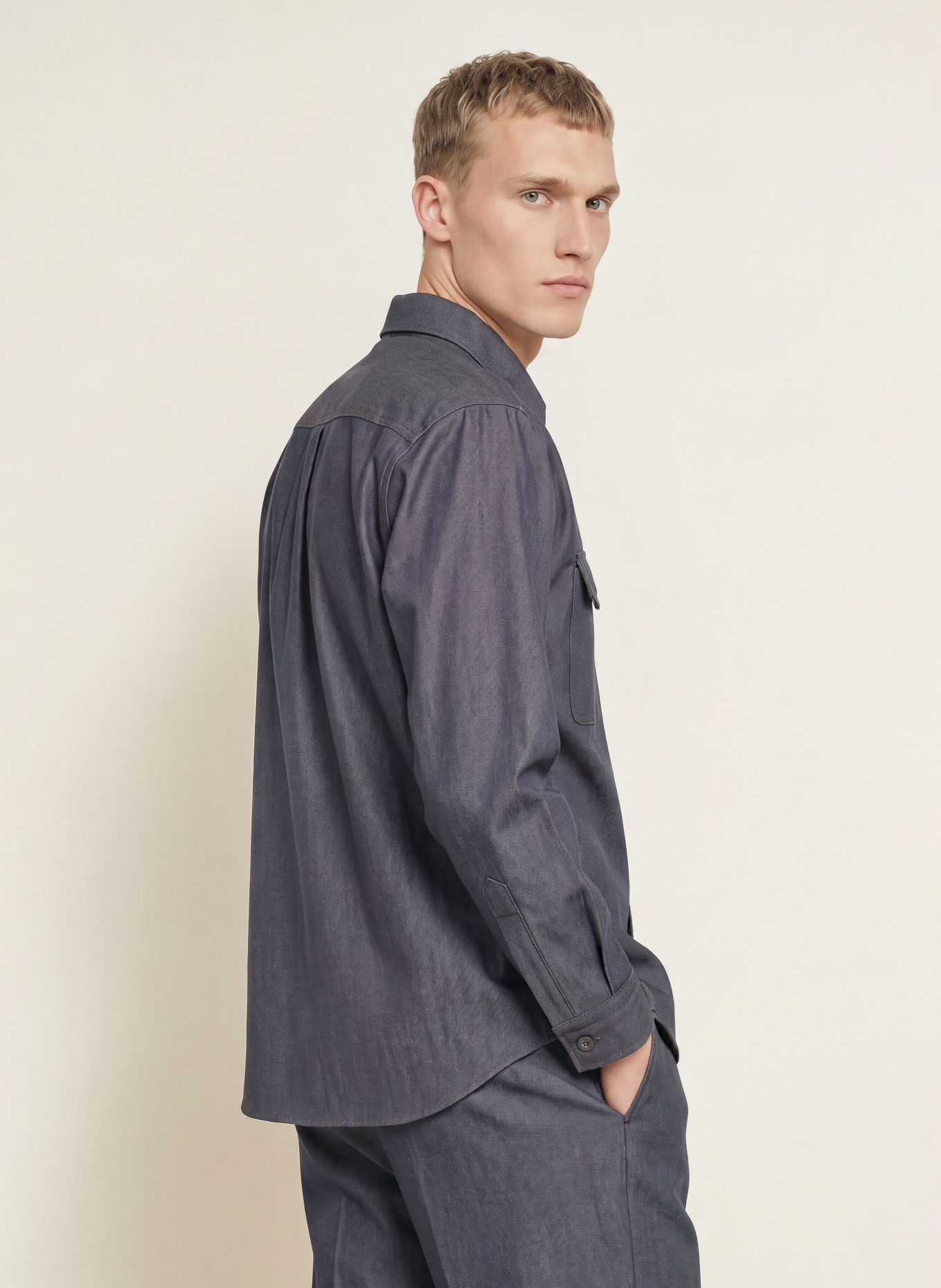BOSS Overshirt CARPER in jeanslook: DONKERBLAUW