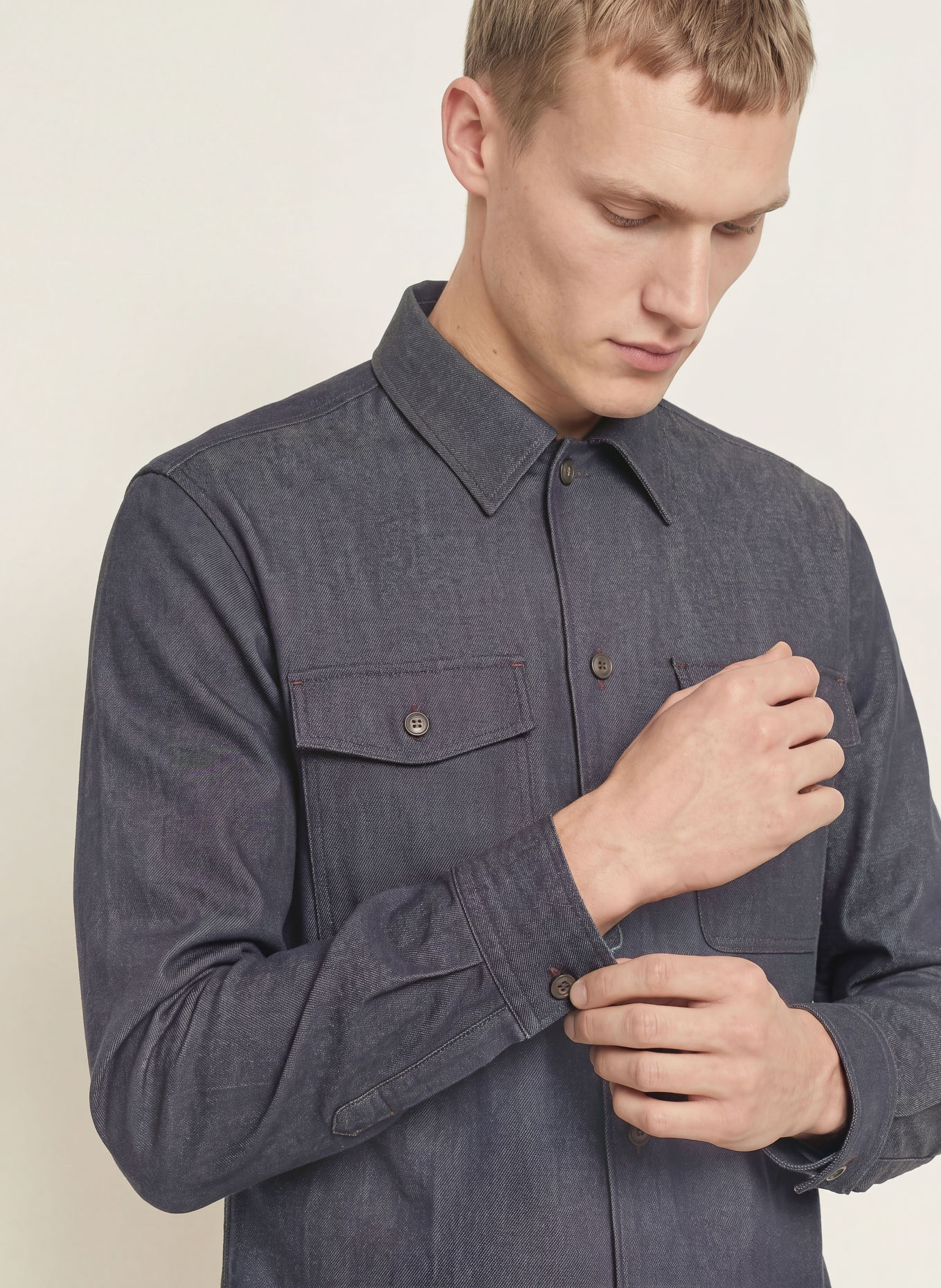 BOSS Overshirt CARPER in jeanslook: DONKERBLAUW