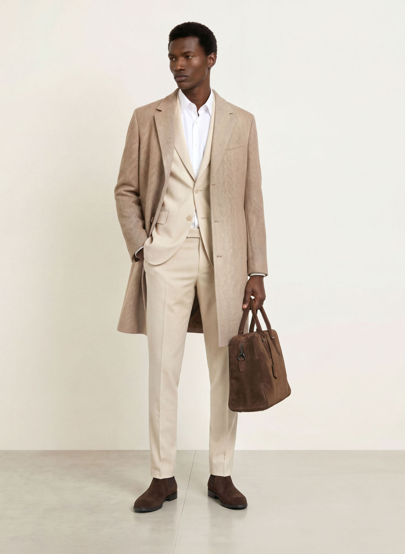BOSS JARED Wool coat: BROWN / LIGHT BROWN