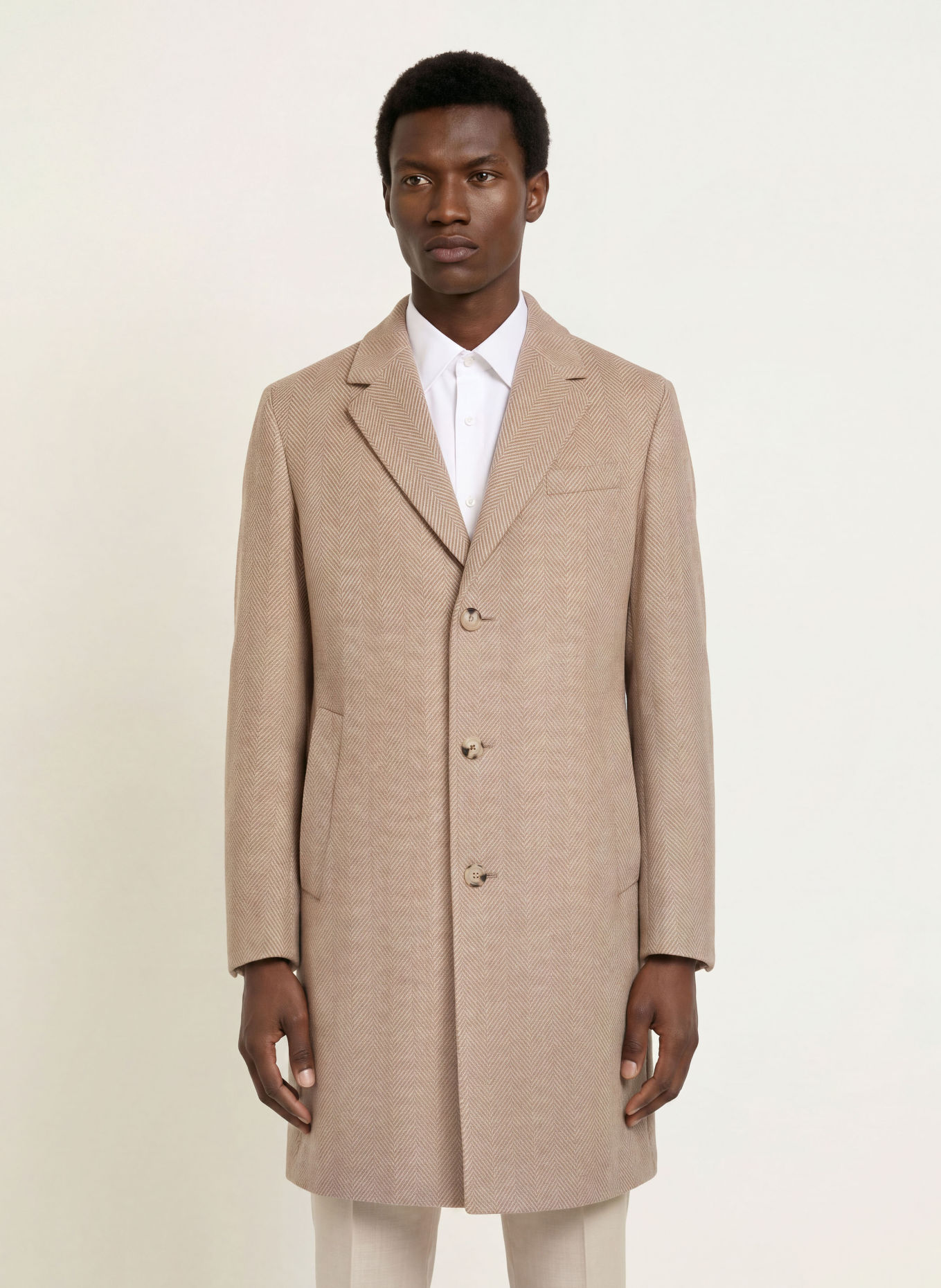 BOSS JARED Wool coat: BROWN / LIGHT BROWN
