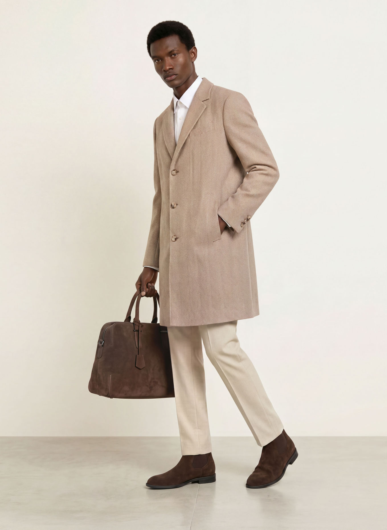 BOSS JARED Wool coat: BROWN / LIGHT BROWN