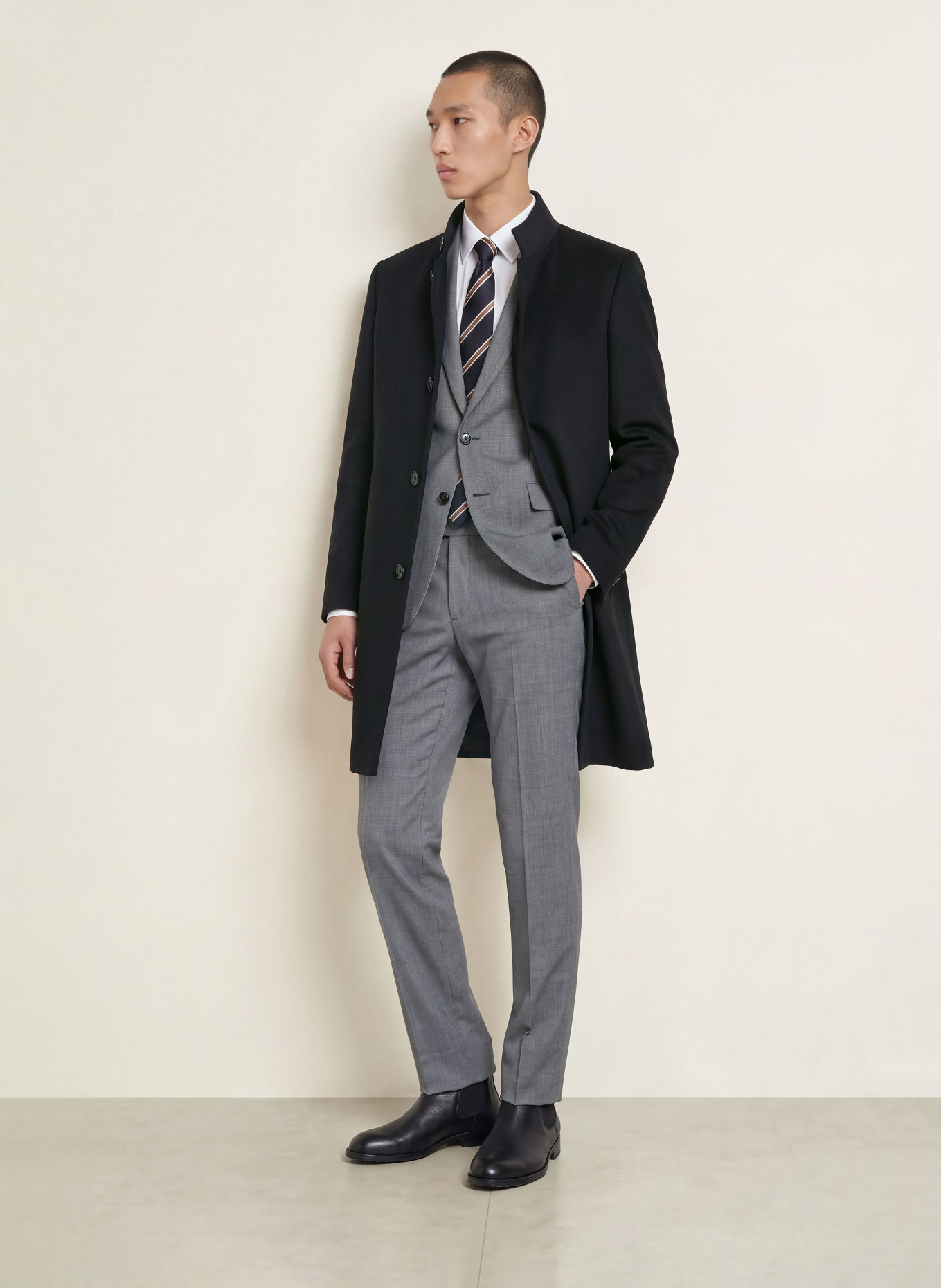 BOSS HYED Wool coat: BLACK