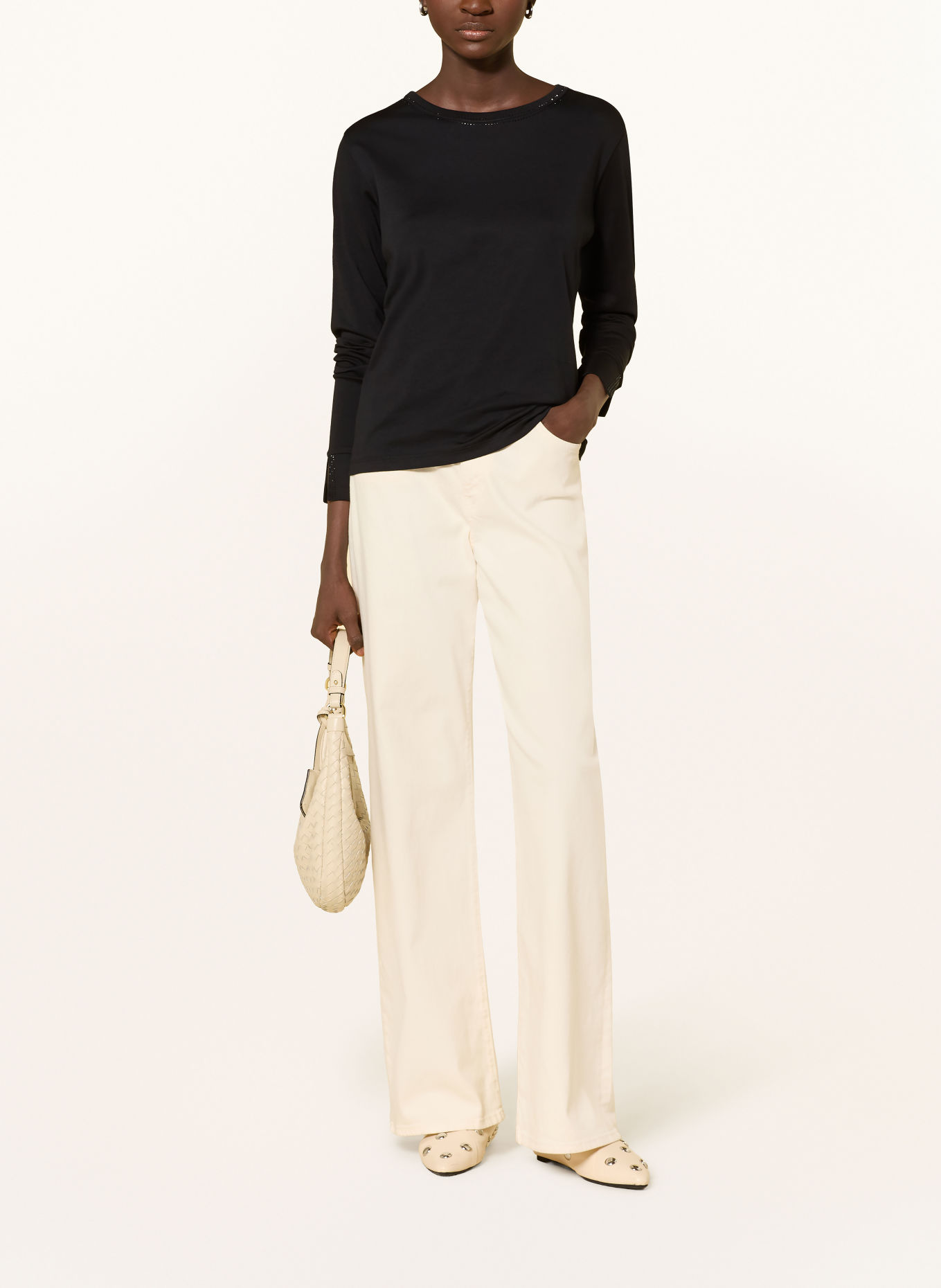 monari Longsleeve met sierstenen: ZWART