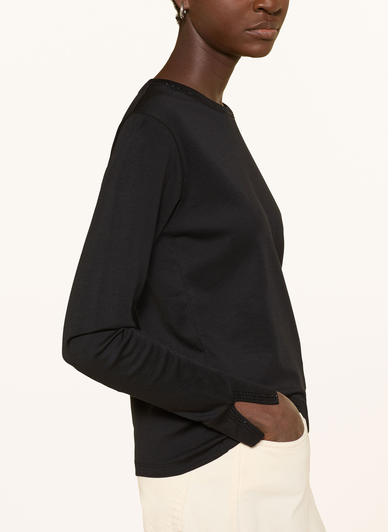 monari Longsleeve met sierstenen: ZWART