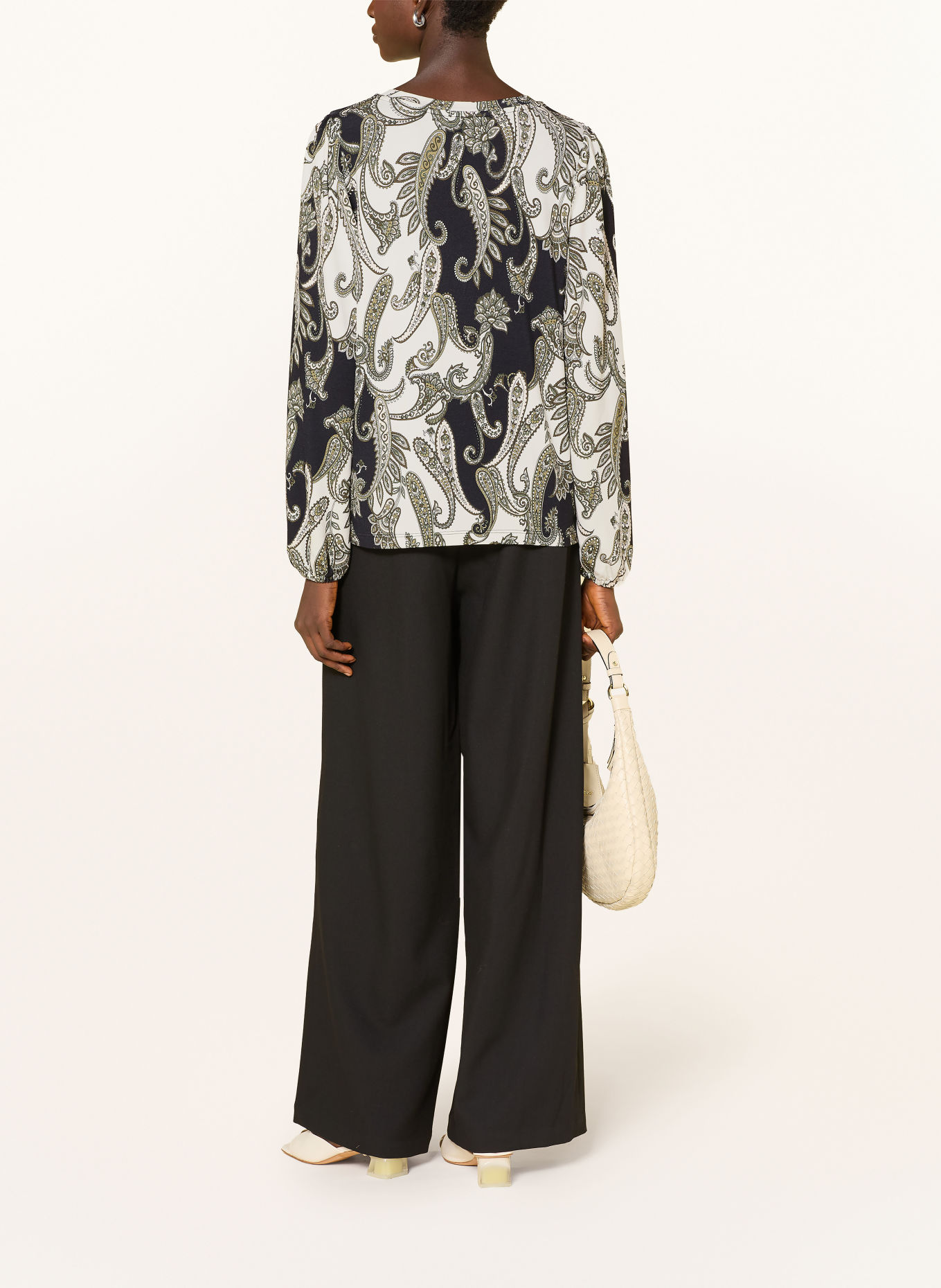 monari Longsleeve met sierstenen: CRÈME / KAKI / ZWART