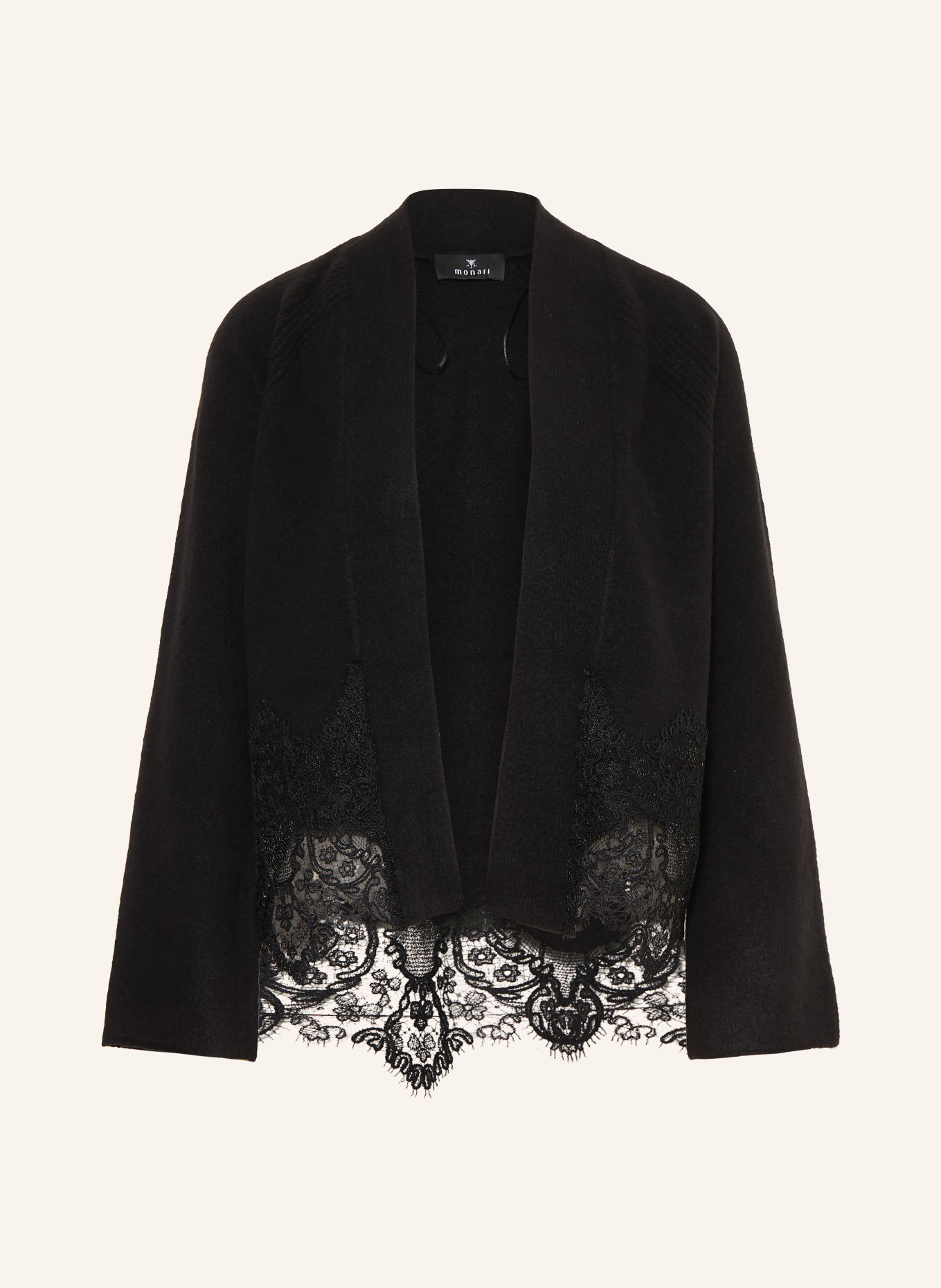 monari Knit wrap in a mix of materials with lace: BLACK