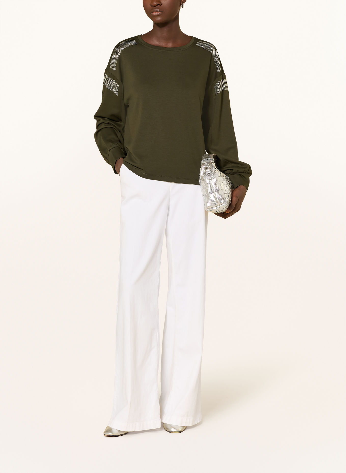 monari Longsleeve met sierstenen: DONKERGROEN